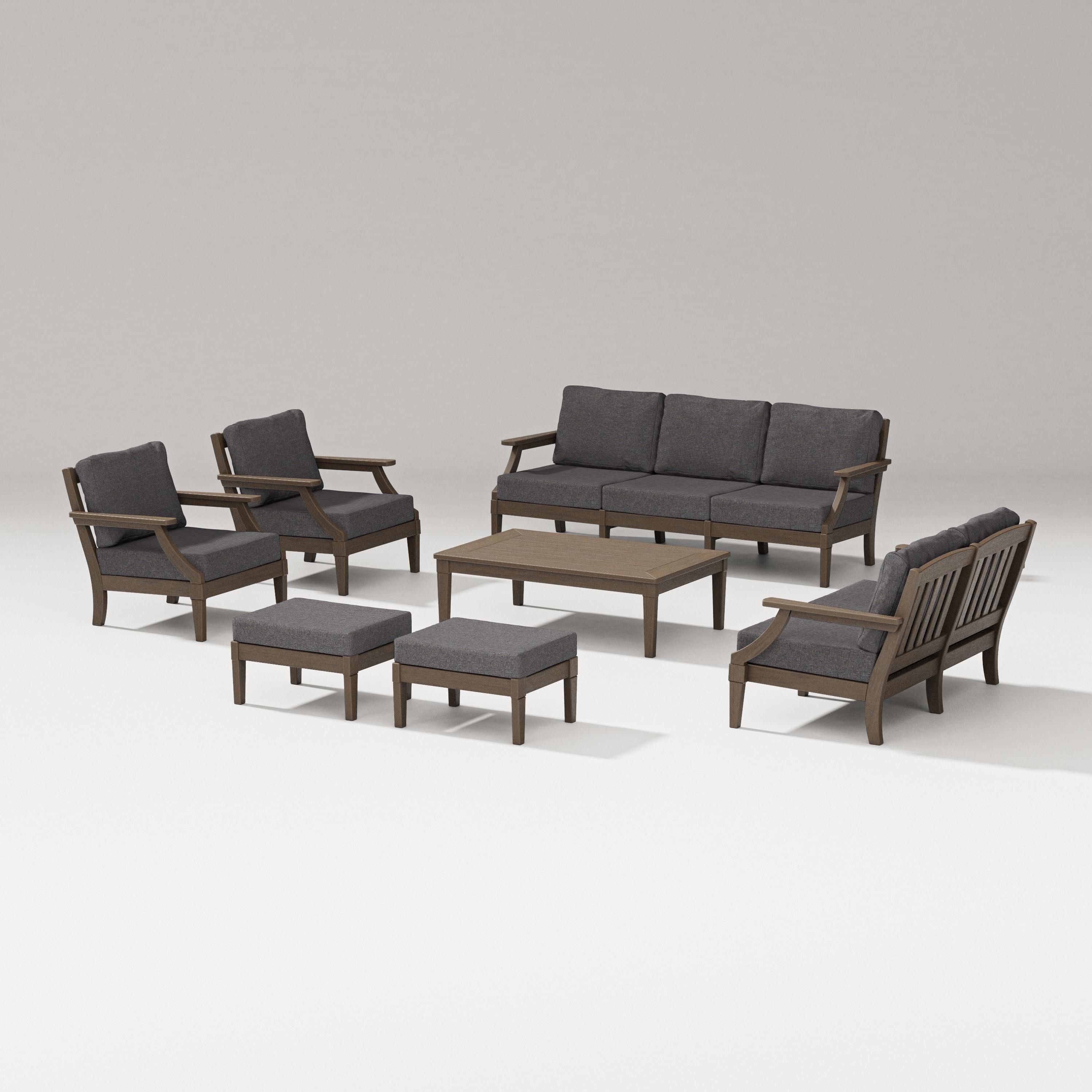 Estate 7-Piece Lounge Sofa Set in Kona / Ash Charcoal