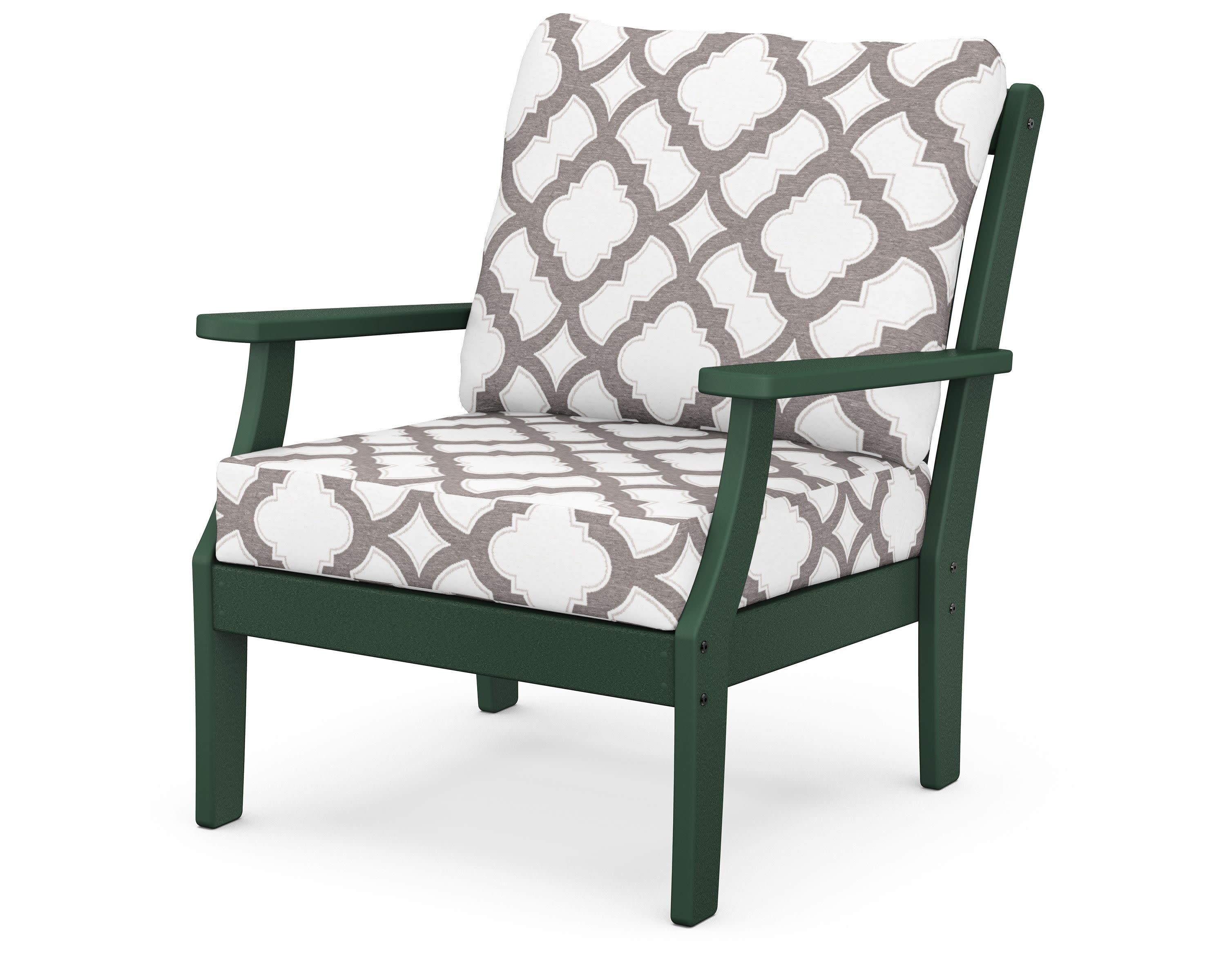 Braxton Deep Seating Chair in Green / Trellis Grey Mist