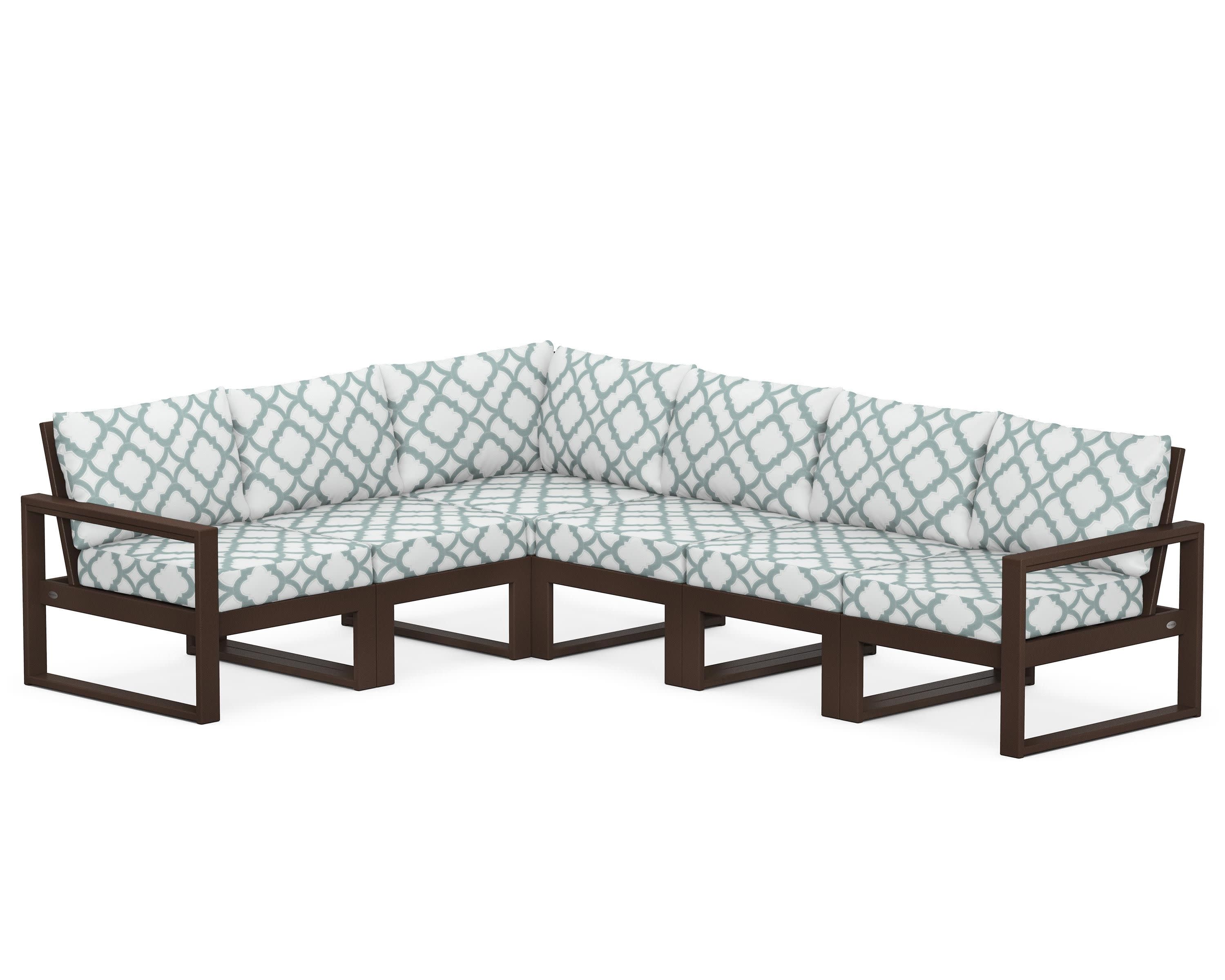 EDGE 6-Piece Modular Deep Seating Set in Mahogany / Trellis Glacier Spa