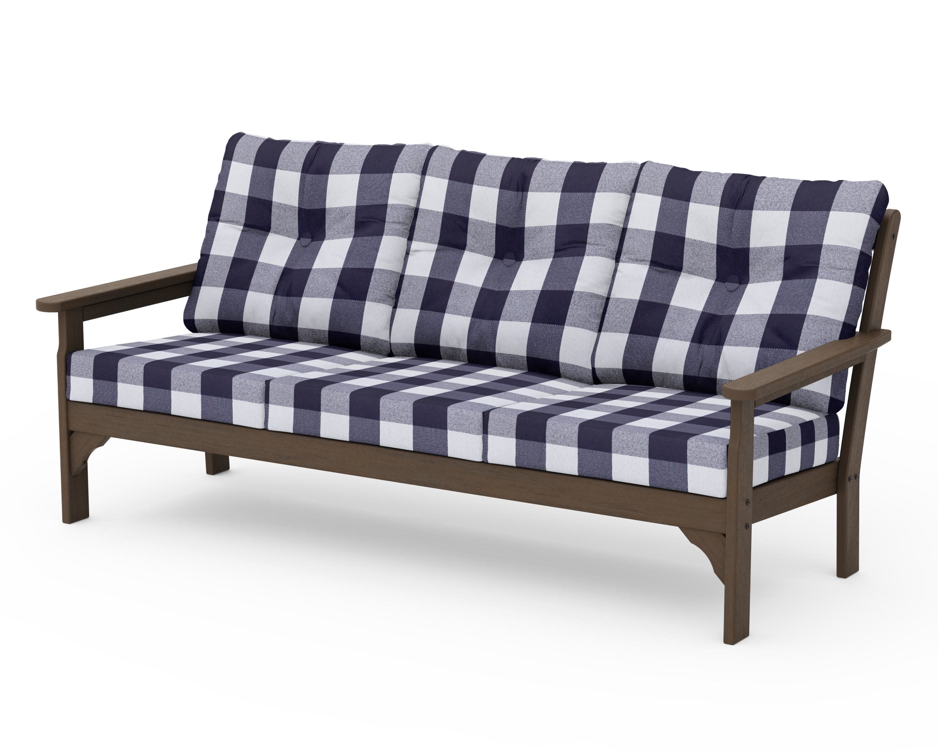 Vineyard Deep Seating Sofa in Kona / Buffalo Plaid Navy