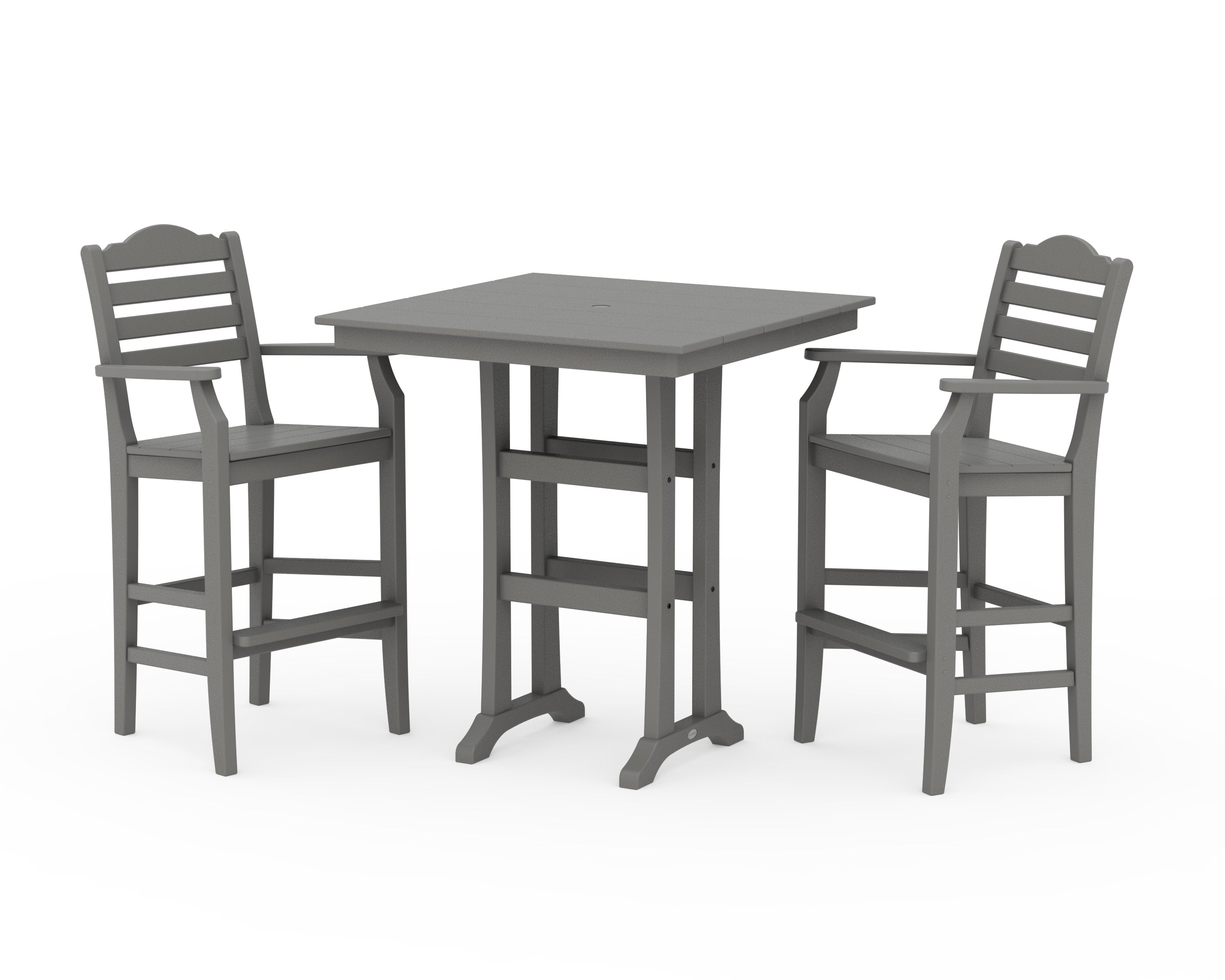 Savannah 3-Piece Farmhouse Bar Set with Trestle Legs in Slate Grey