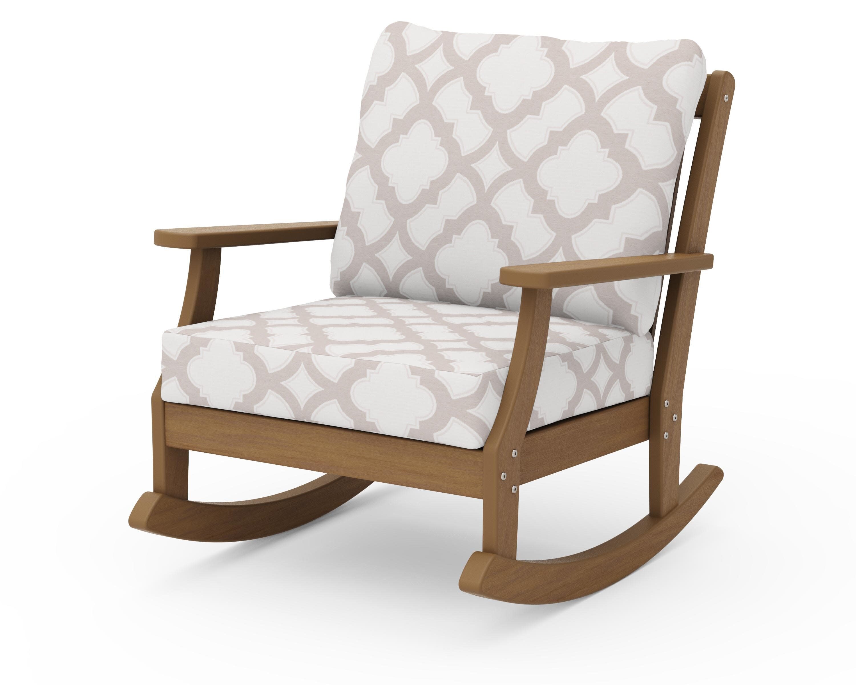 Braxton Deep Seating Rocking Chair in Natural / Trellis Dune Burlap