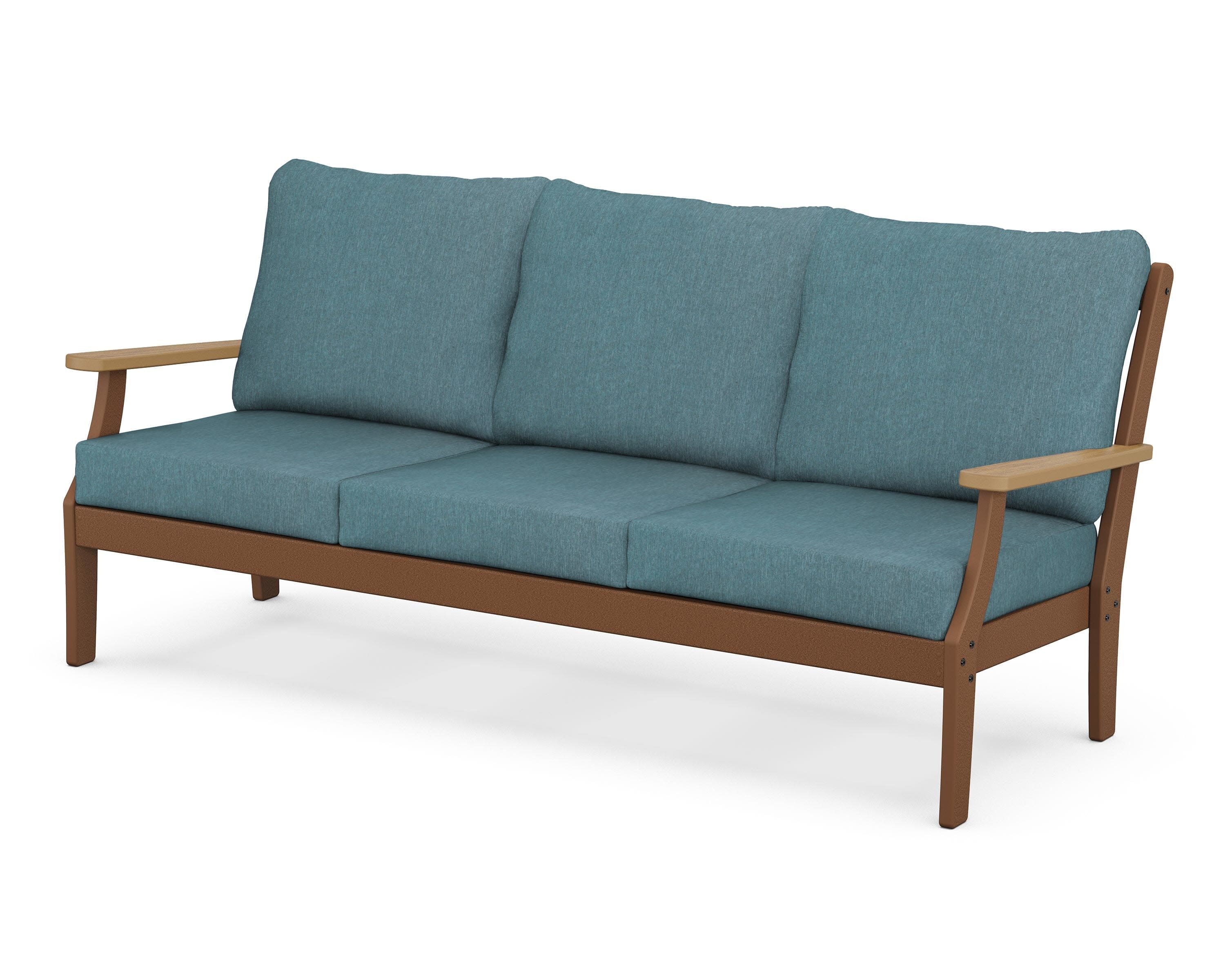 Braxton Deep Seating Sofa in Teak / Natural / Ocean Teal