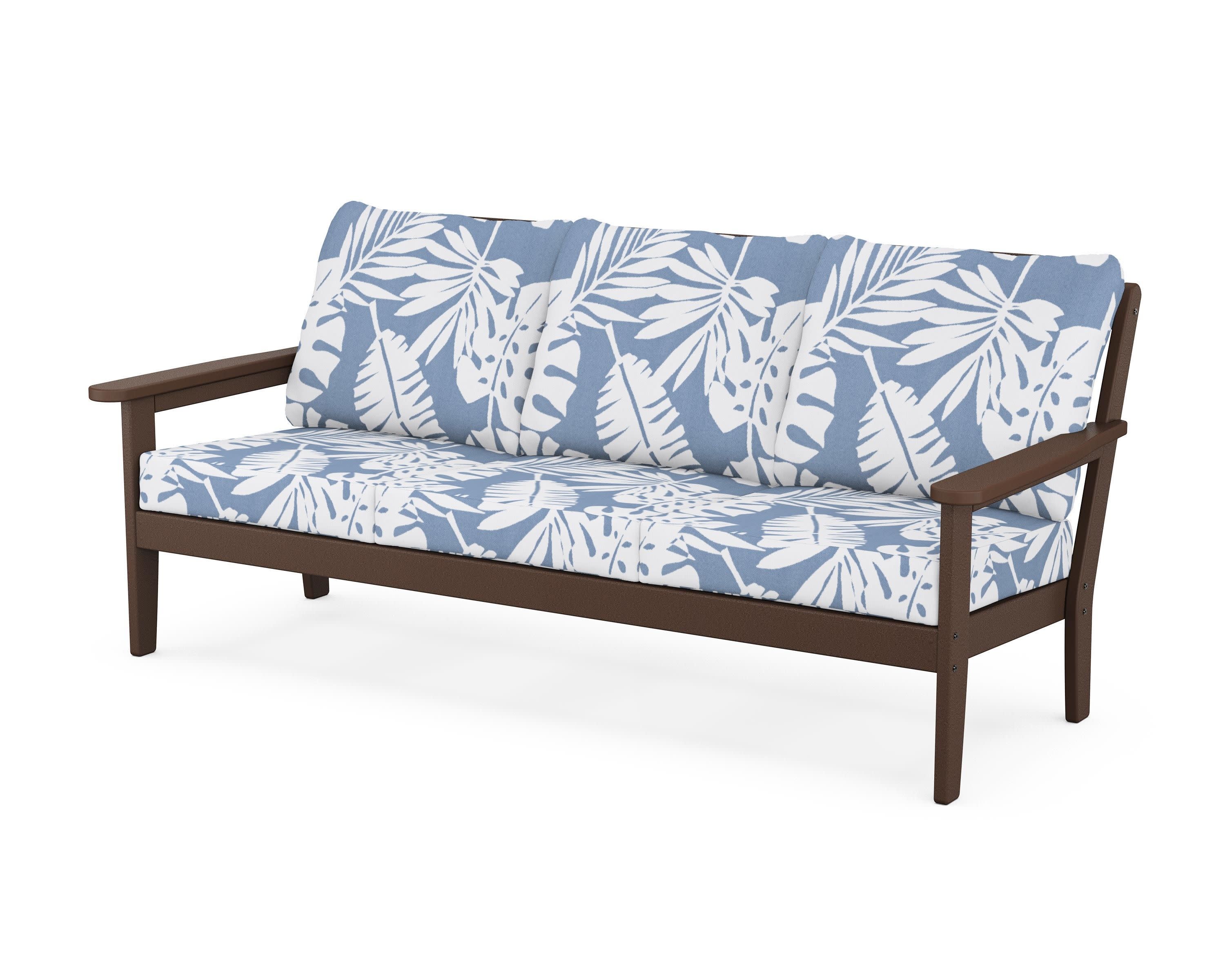 Cottage Deep Seating Sofa in Mahogany / Leaf Sky Blue