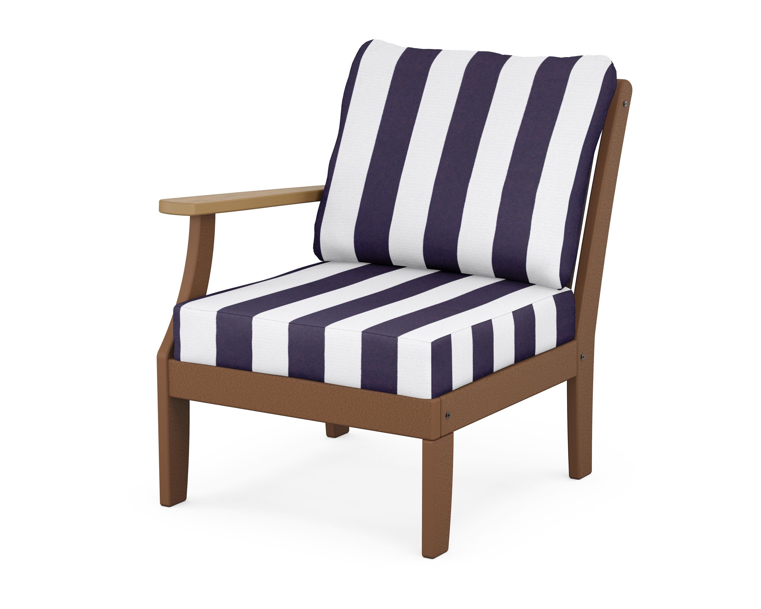 Braxton Modular Left Arm Chair in Teak / Natural / Cabana Stripe Navy