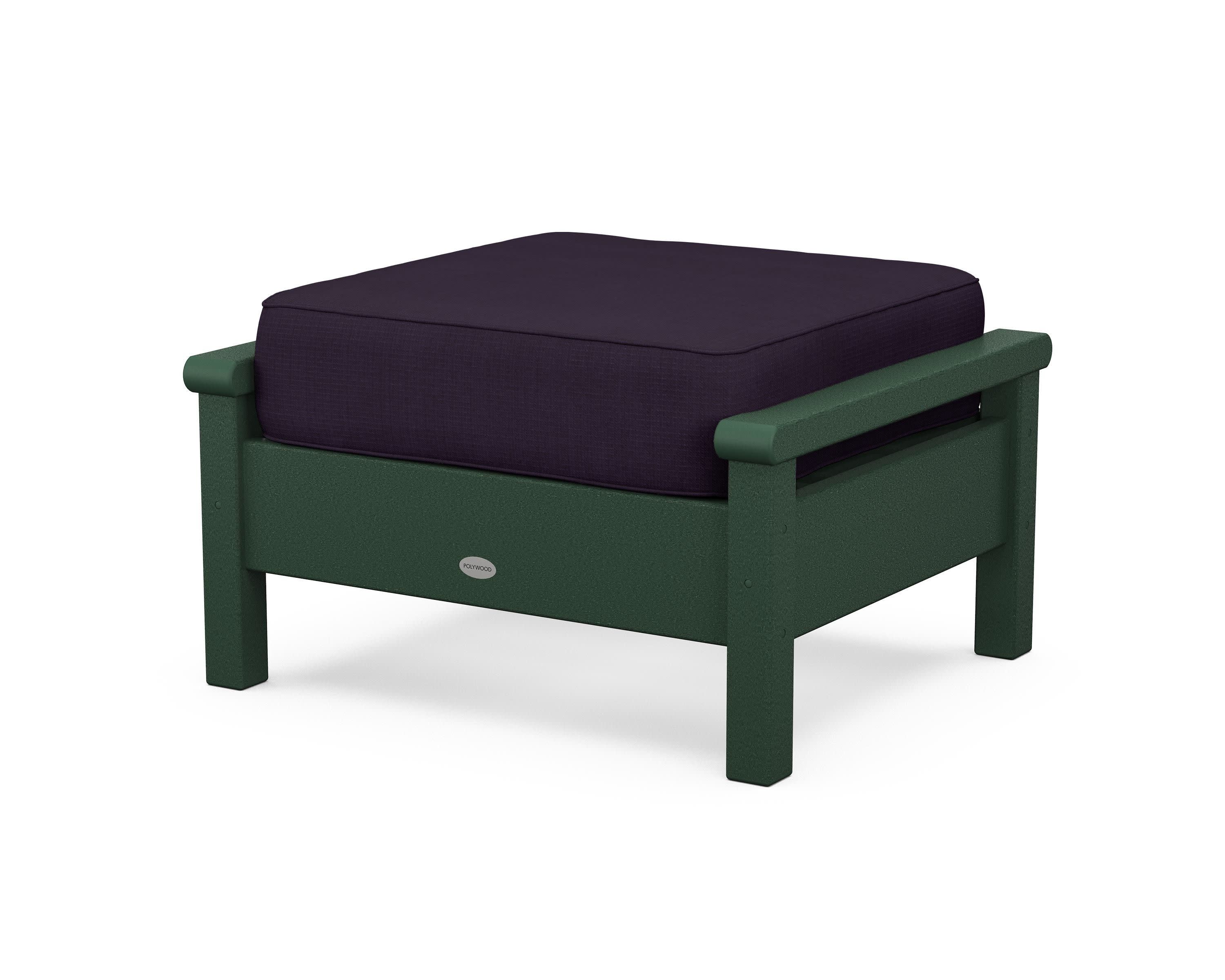 Harbour Deep Seating Ottoman in Green / Navy Linen