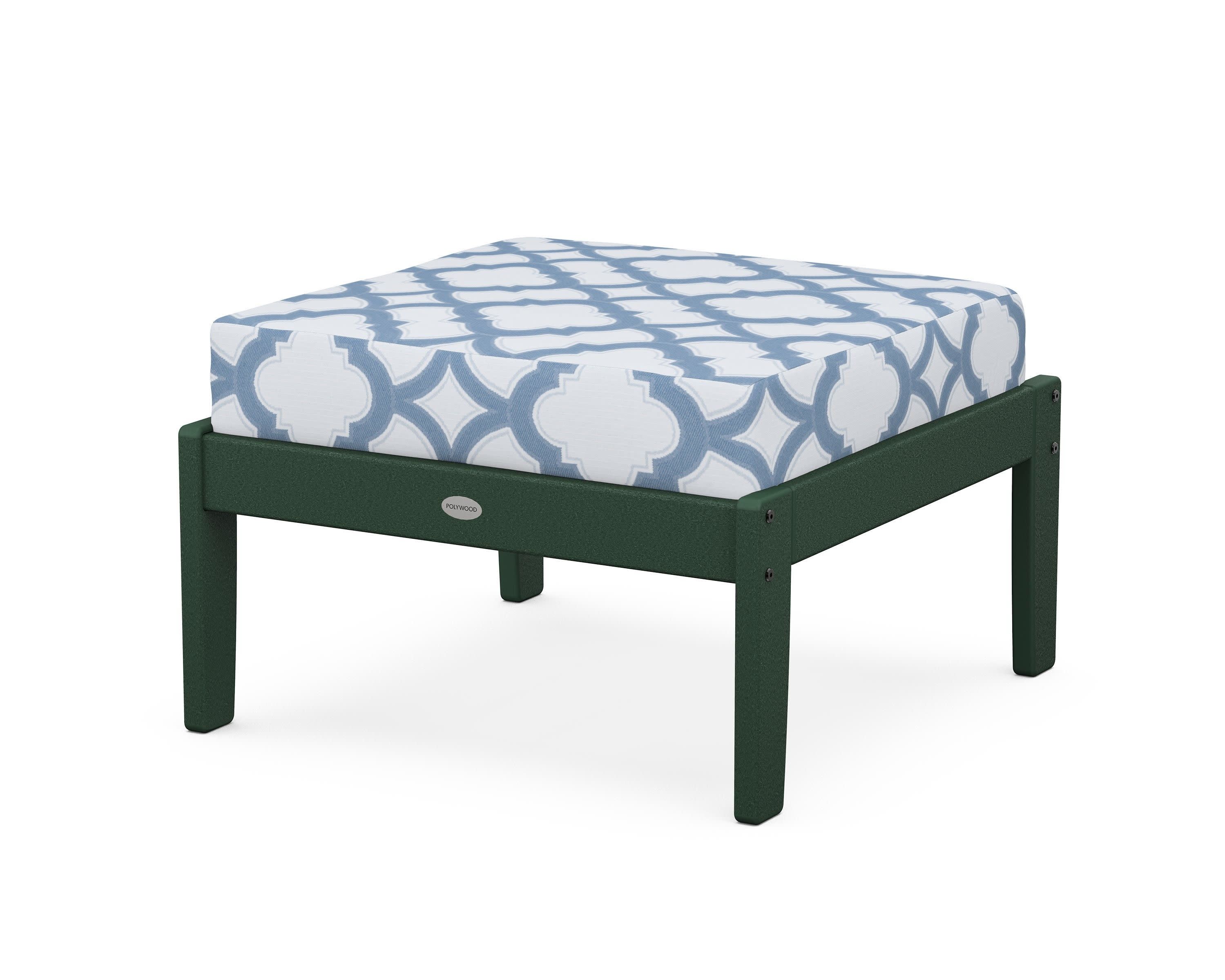 Braxton Deep Seating Ottoman in Green / Trellis Sky Blue