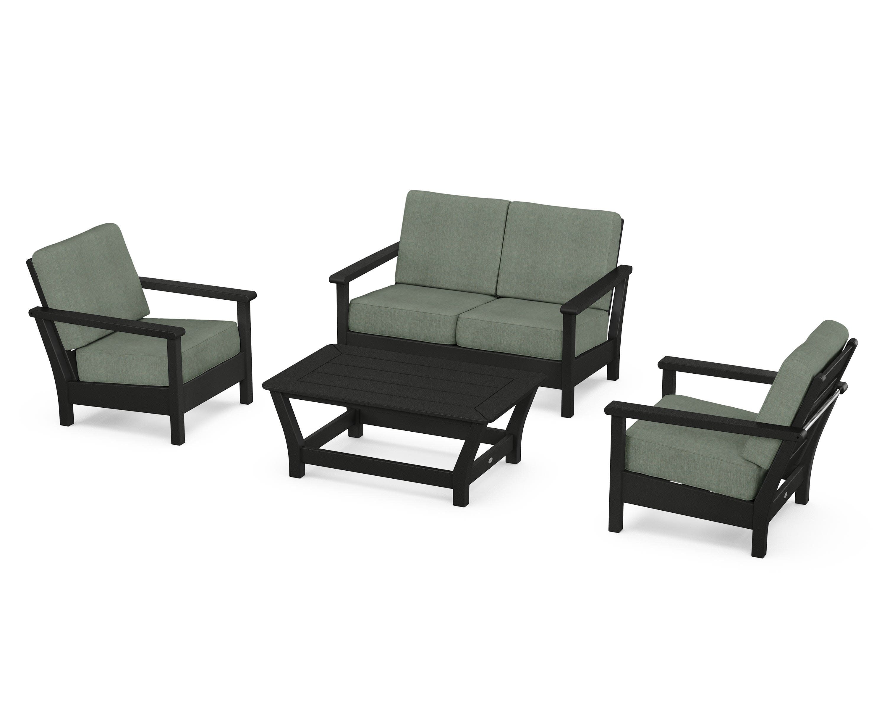Harbour 4-Piece Deep Seating Set in Black / Cast Sage