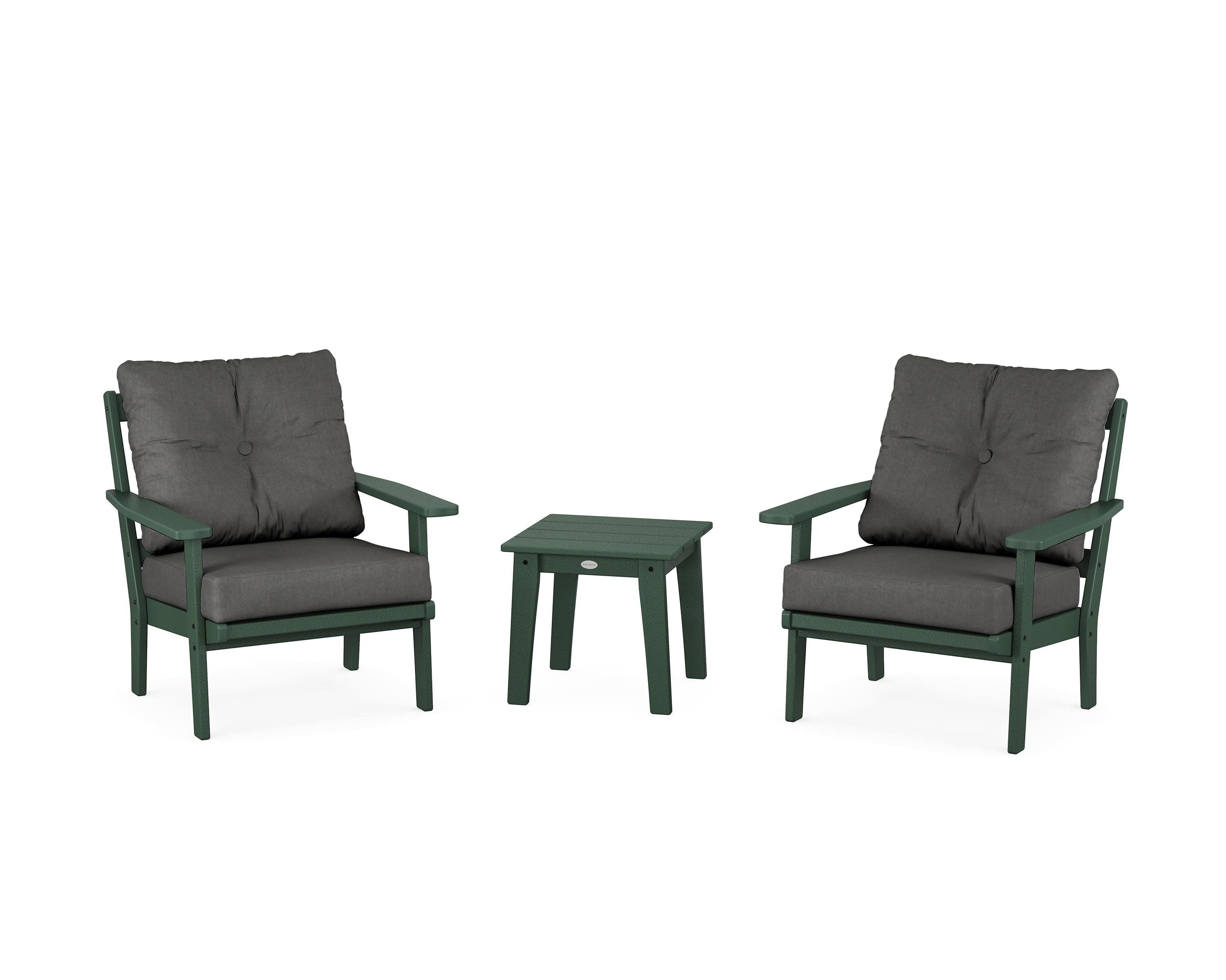 Prairie 3-Piece Deep Seating Set in Green / Spectrum Carbon