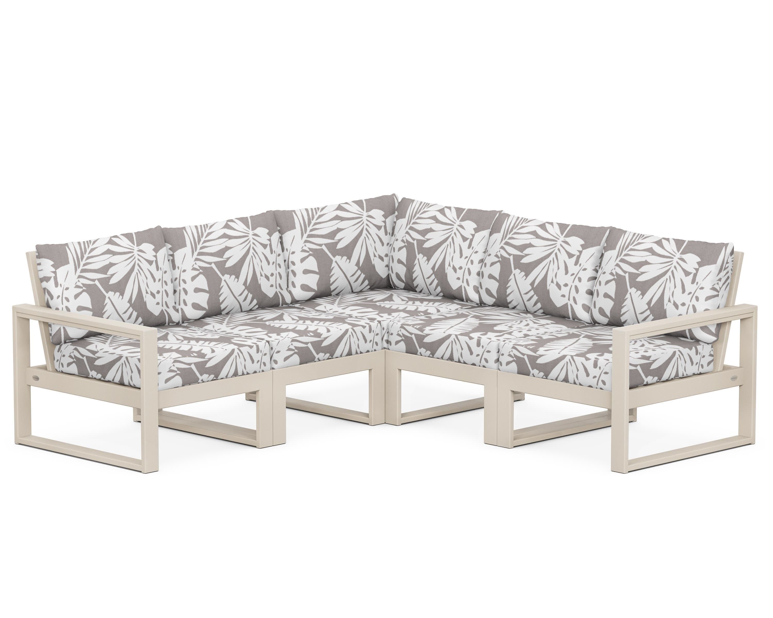 EDGE 5-Piece Modular Deep Seating Set in Sand / Leaf Grey Mist