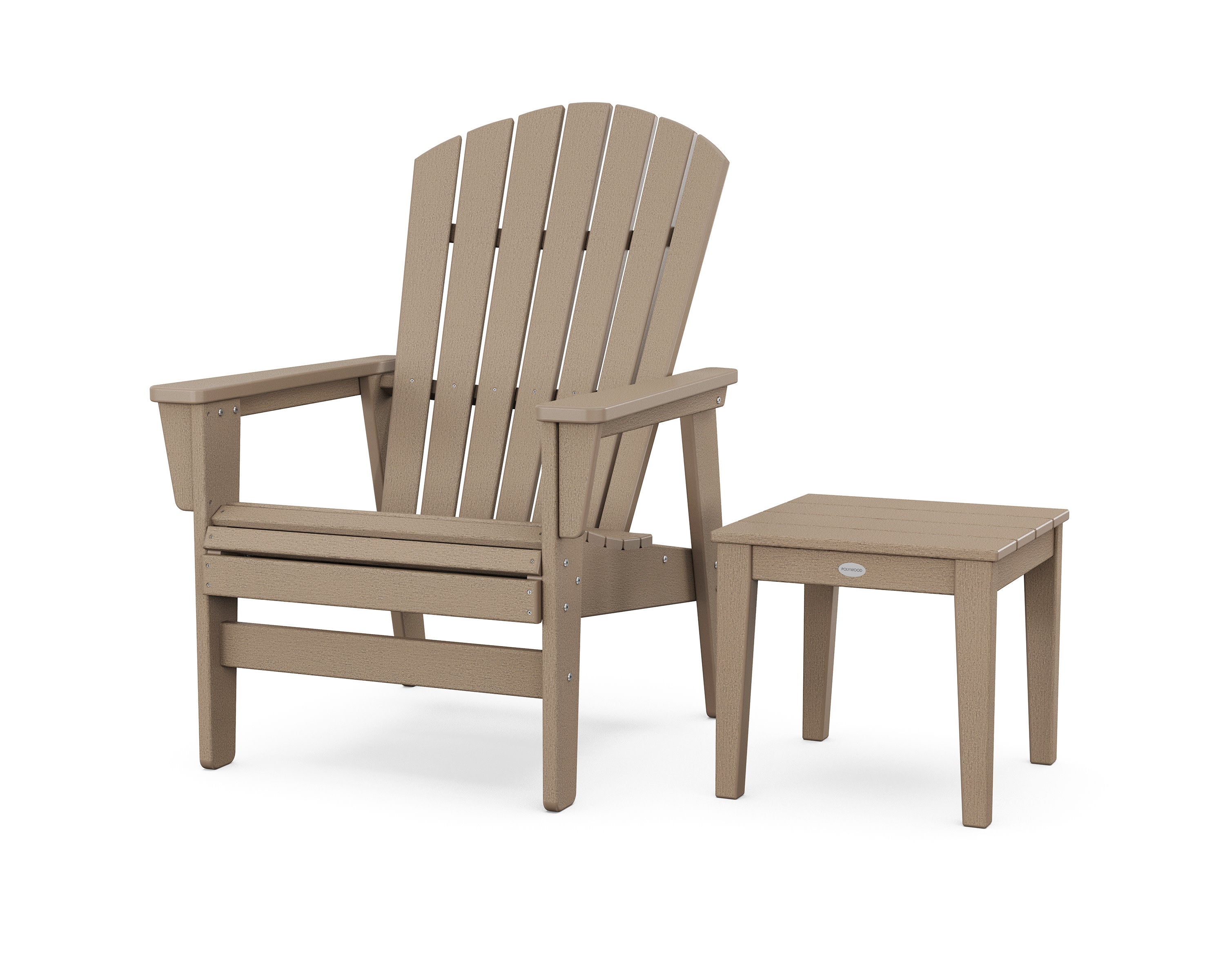 Nautical Grand Upright Adirondack Chair with Side Table in Vintage Sahara