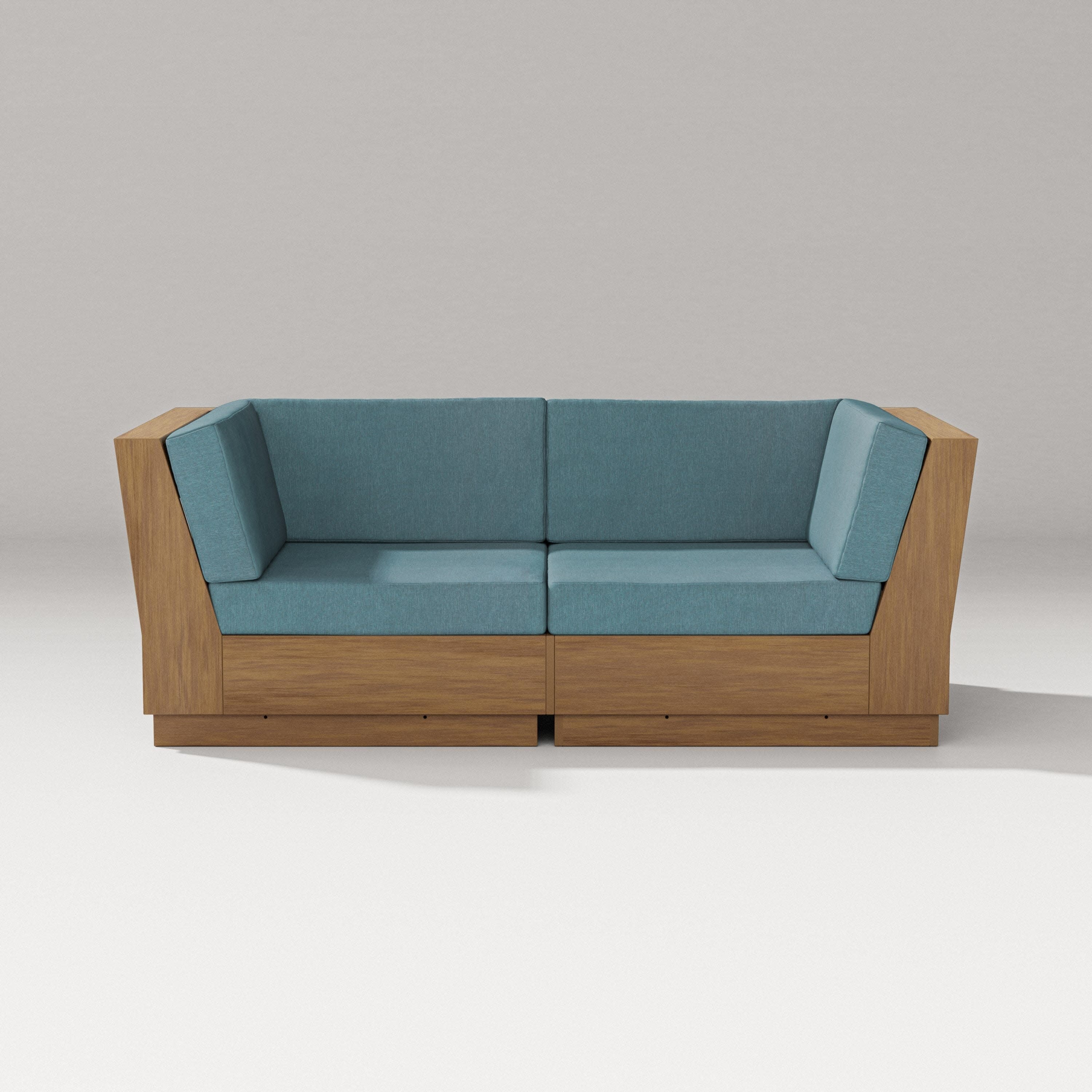 Elevate Loveseat Sectional in Natural / Ocean Teal
