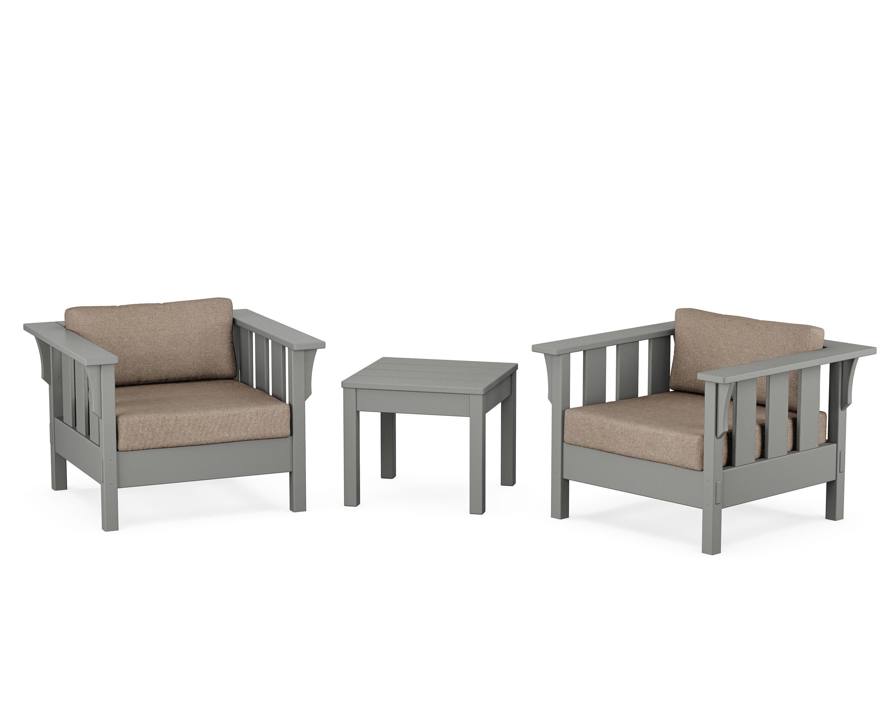 Acadia 3-Piece Deep Seating Set in Slate Grey / Spiced Burlap