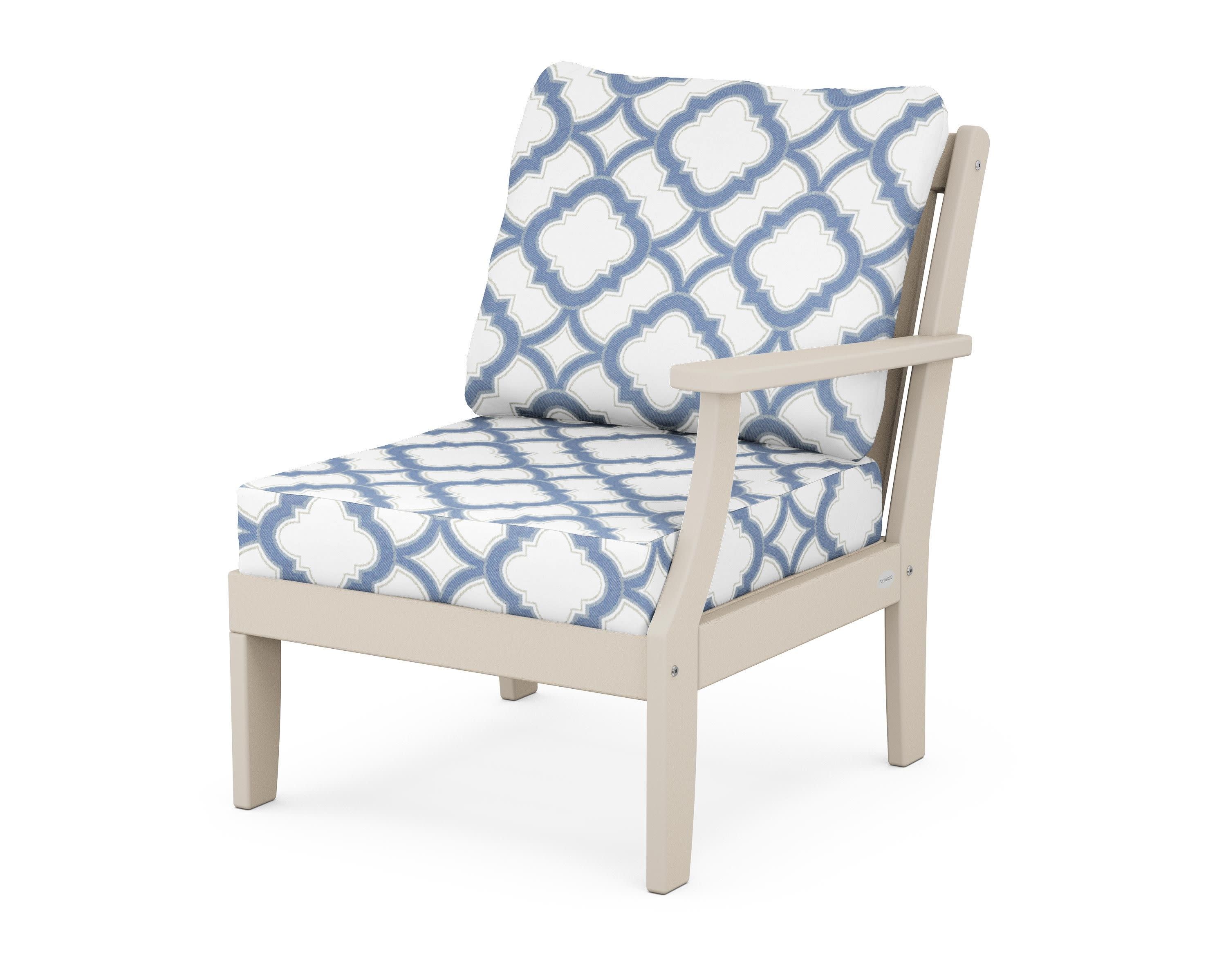 Braxton Modular Right Arm Chair in Sand / Trellis Sky Blue