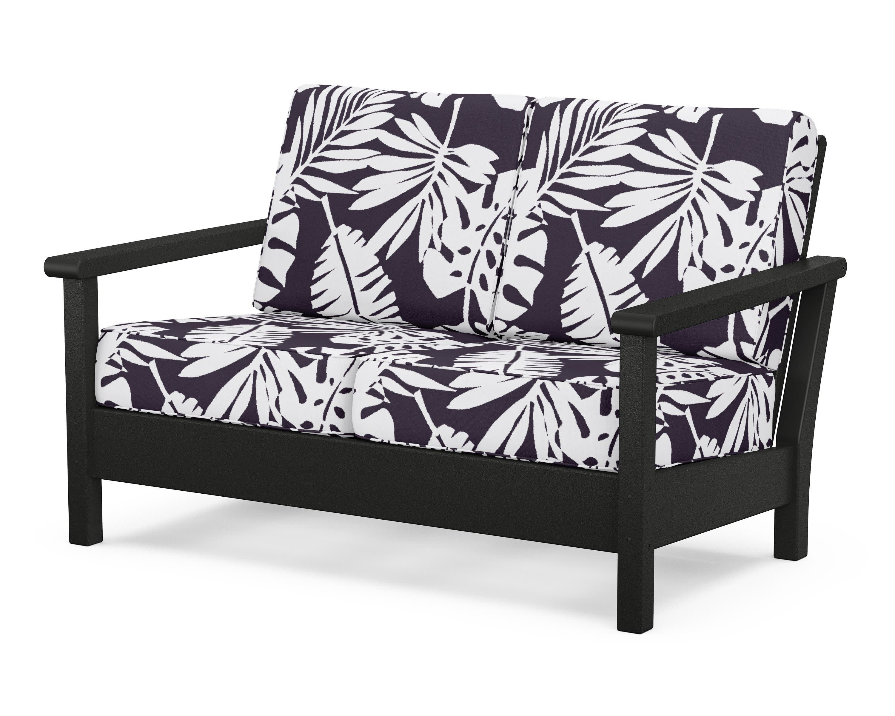 Harbour Deep Seating Loveseat in Black / Leaf Navy