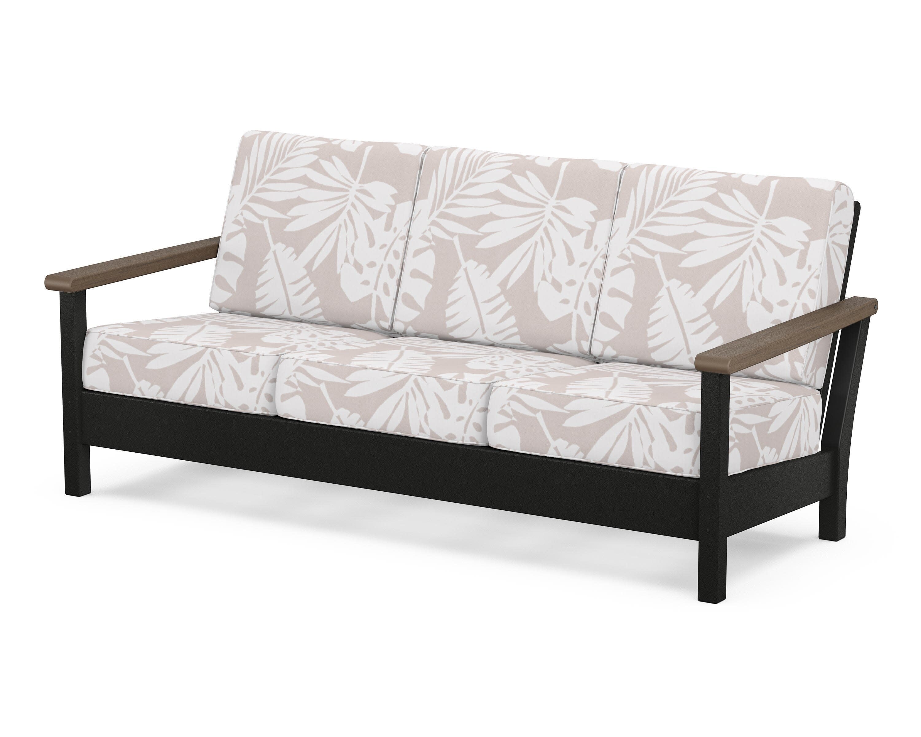 Harbour Deep Seating Sofa in Black / Kona / Leaf Dune Burlap