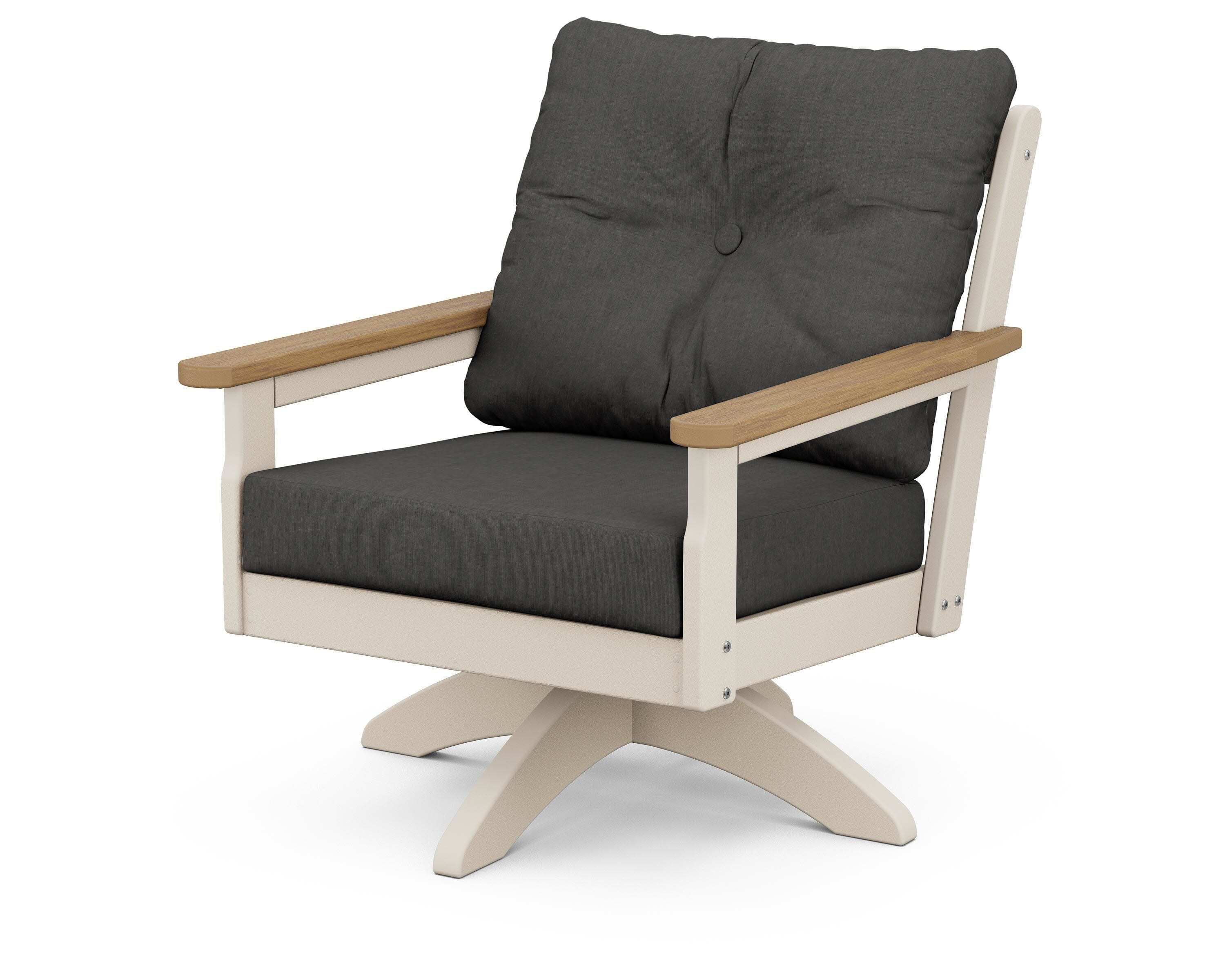 Vineyard Deep Seating Swivel Chair in Sand / Natural / Spectrum Carbon