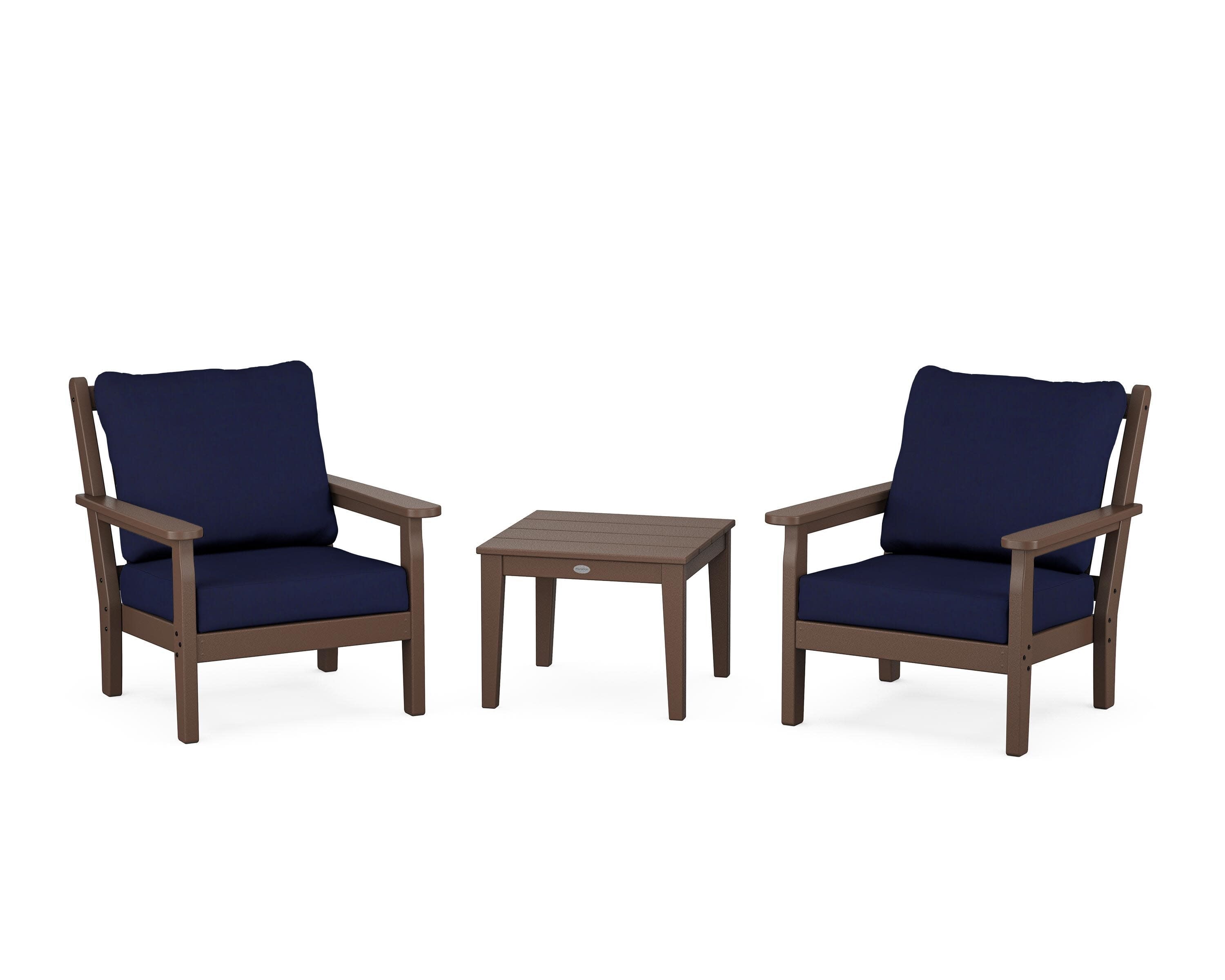 Chippendale 3-Piece Deep Seating Set in Mahogany / Navy