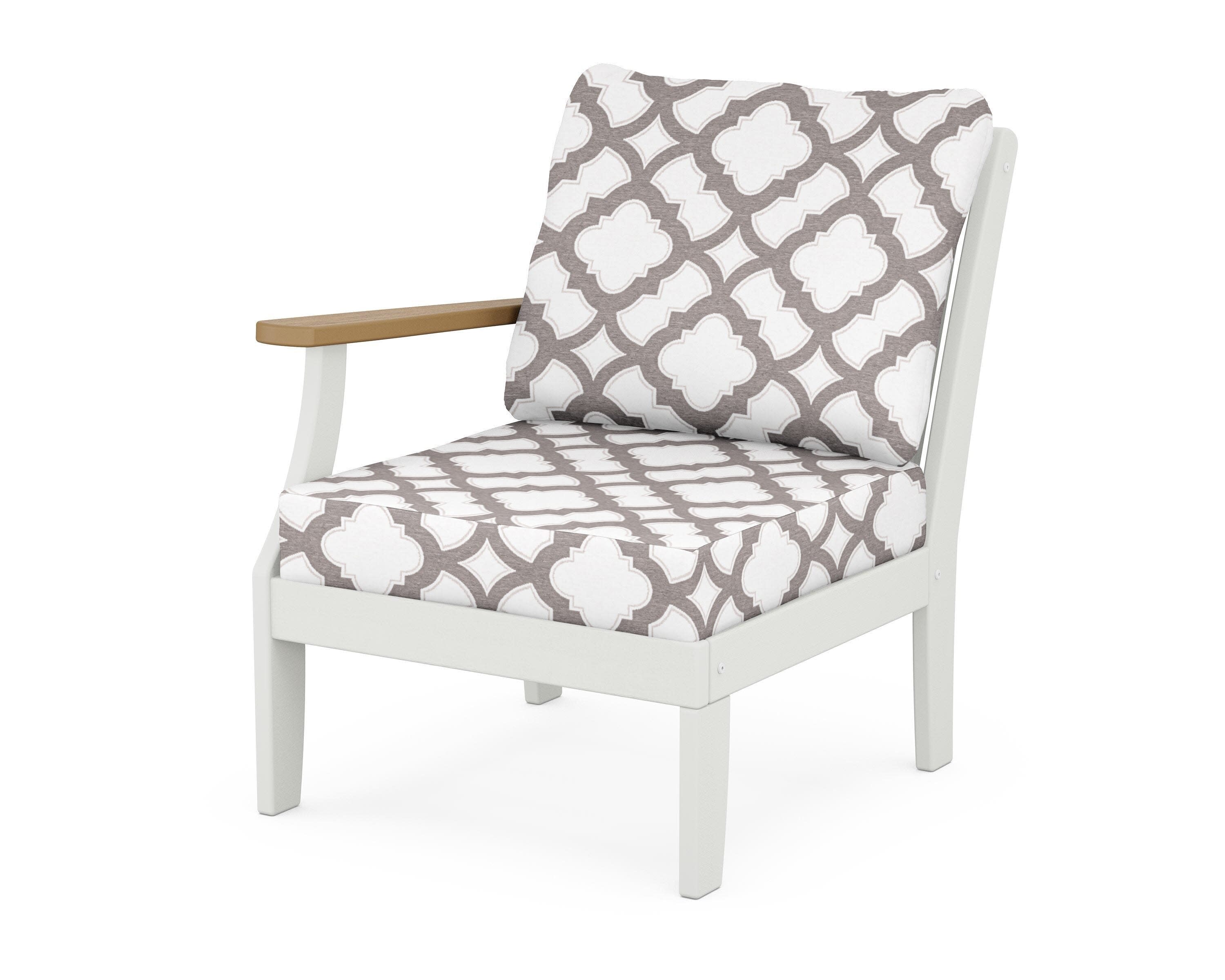 Braxton Modular Left Arm Chair in White / Natural / Trellis Grey Mist