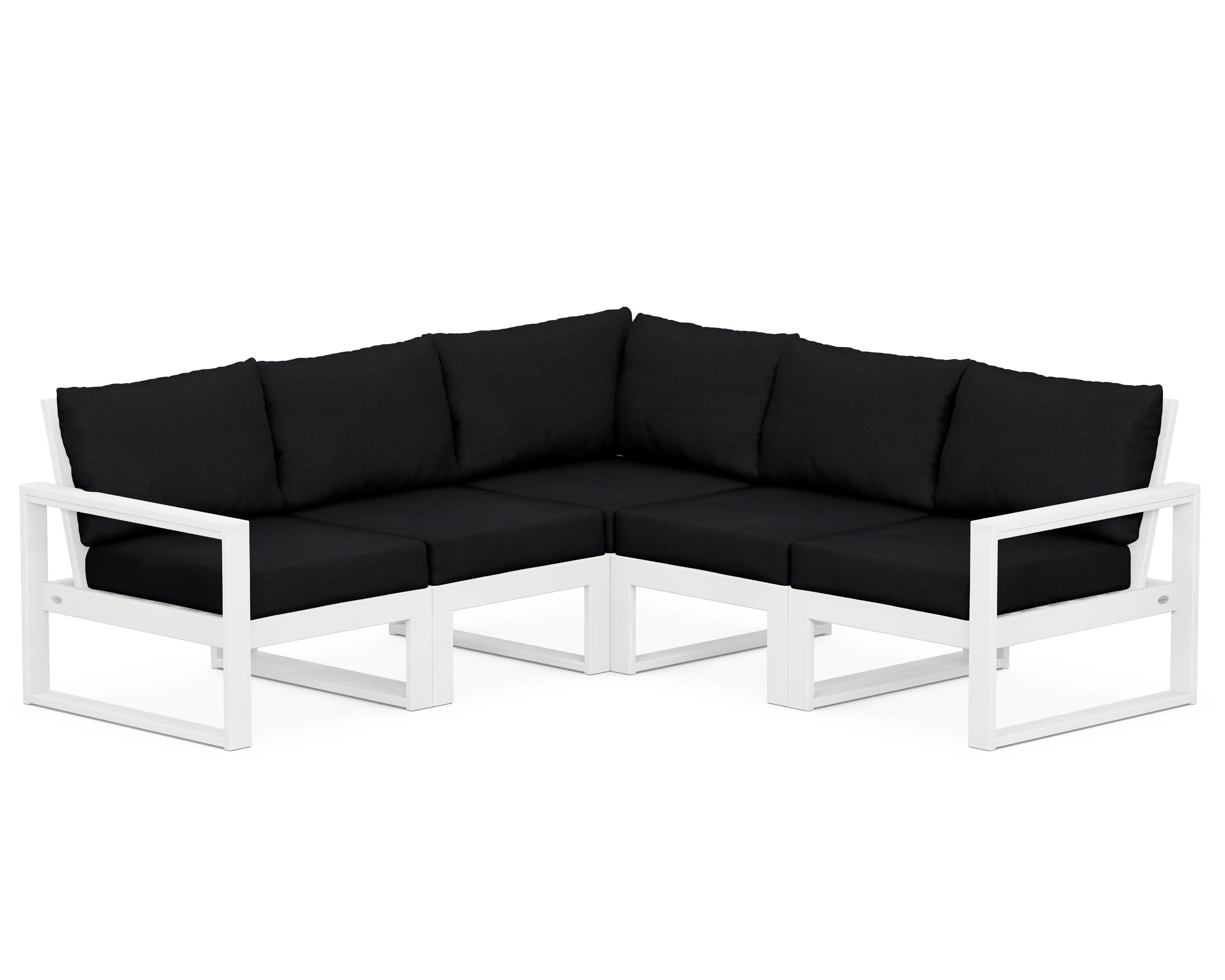 EDGE 5-Piece Modular Deep Seating Set in White / Midnight Linen