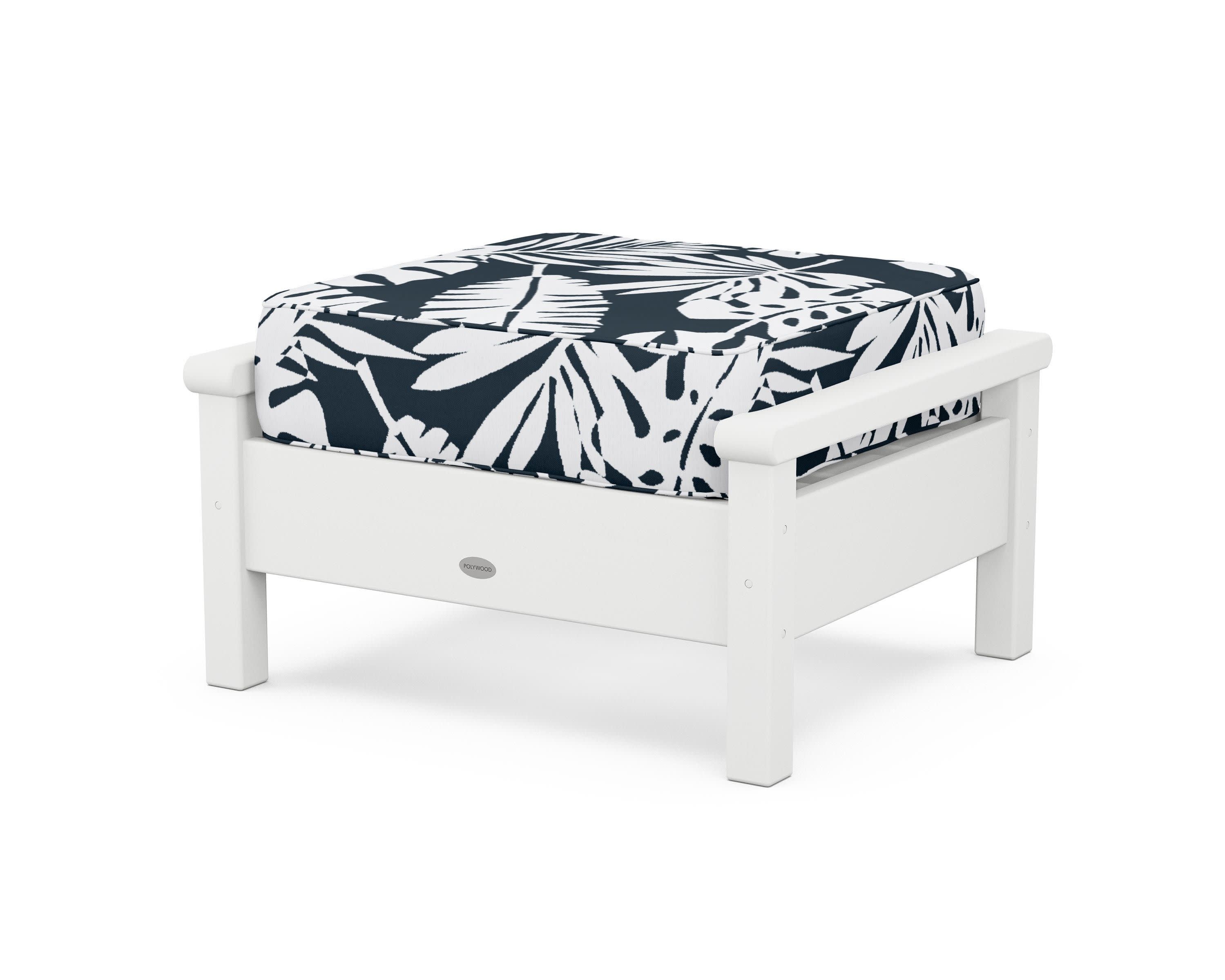 Harbour Deep Seating Ottoman in White / Leaf Marine Indigo