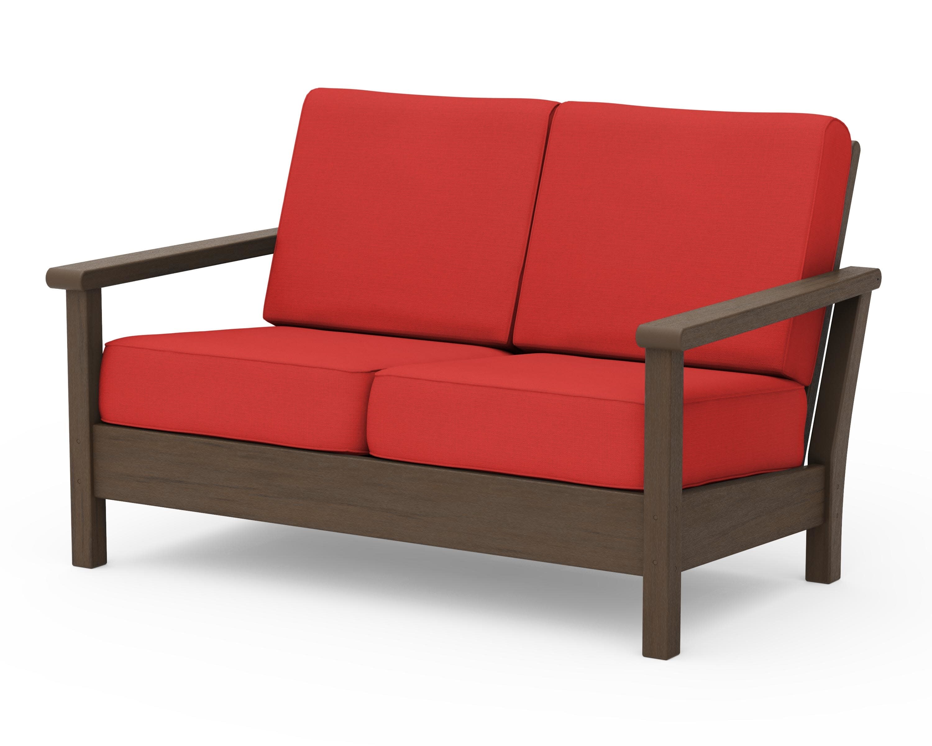 Harbour Deep Seating Loveseat in Kona / Crimson Linen