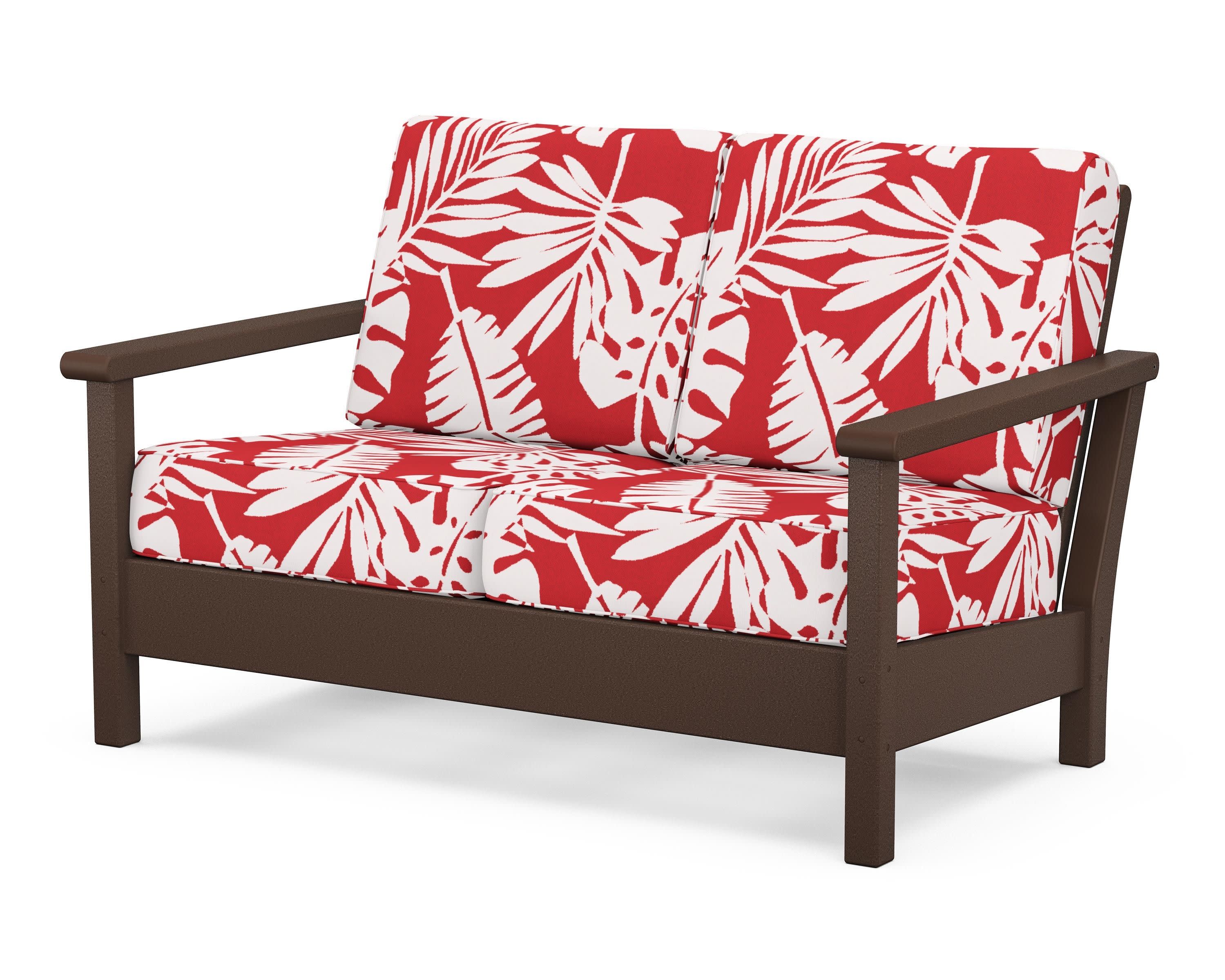 Harbour Deep Seating Loveseat in Mahogany / Leaf Crimson