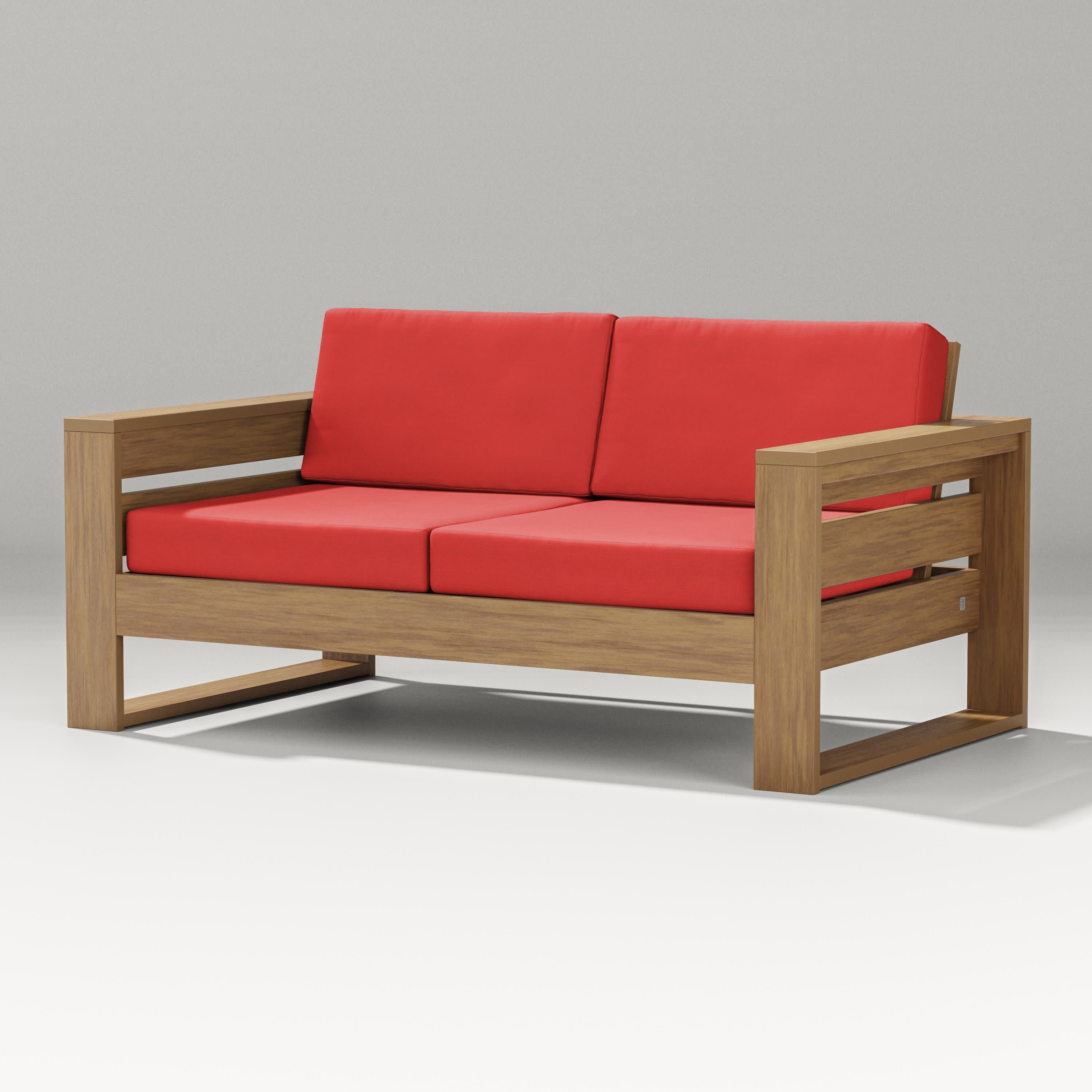 Latitude Loveseat in Natural / Crimson Linen