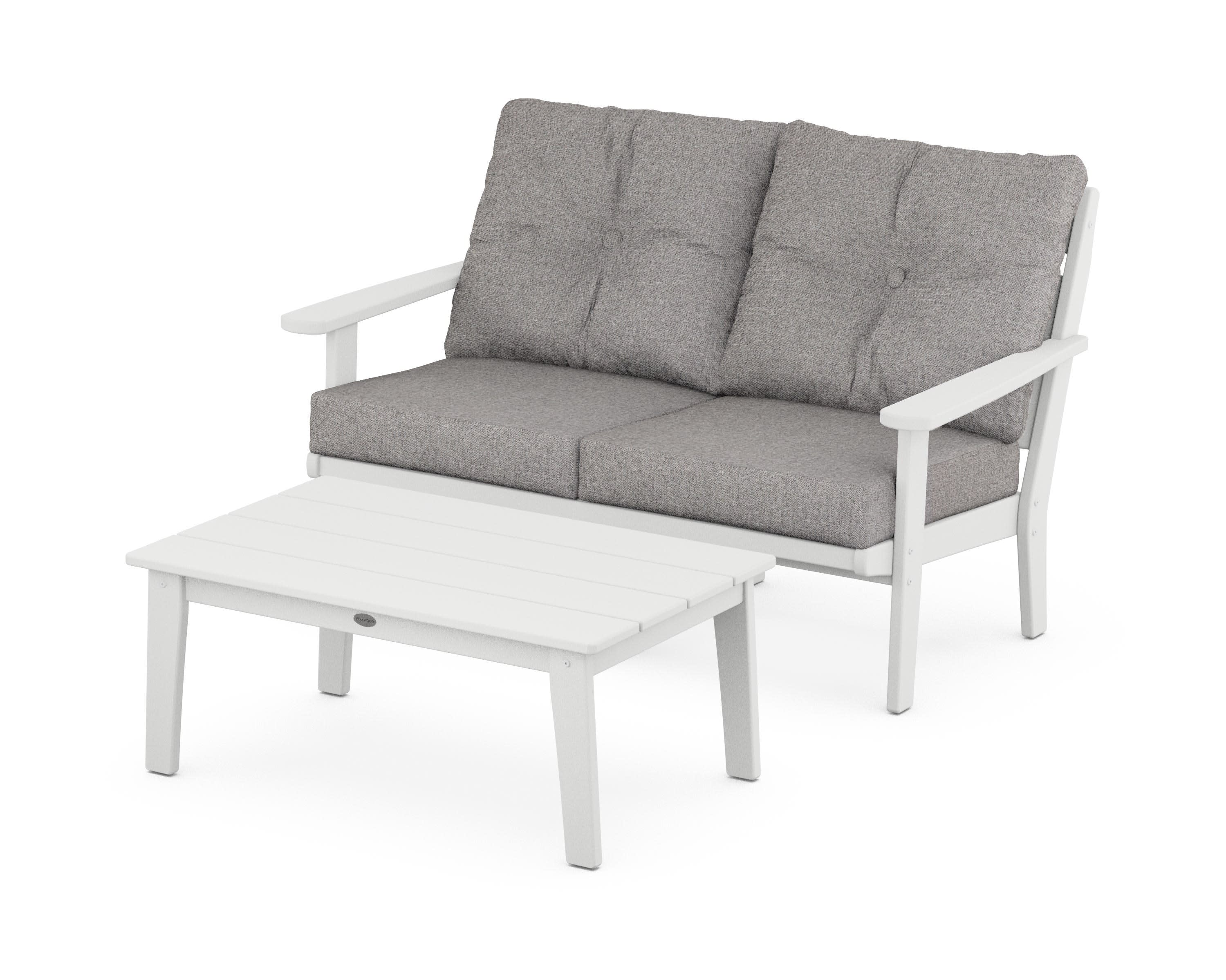 Lakeside 2-Piece Lounge Loveseat Set in White / Grey Mist