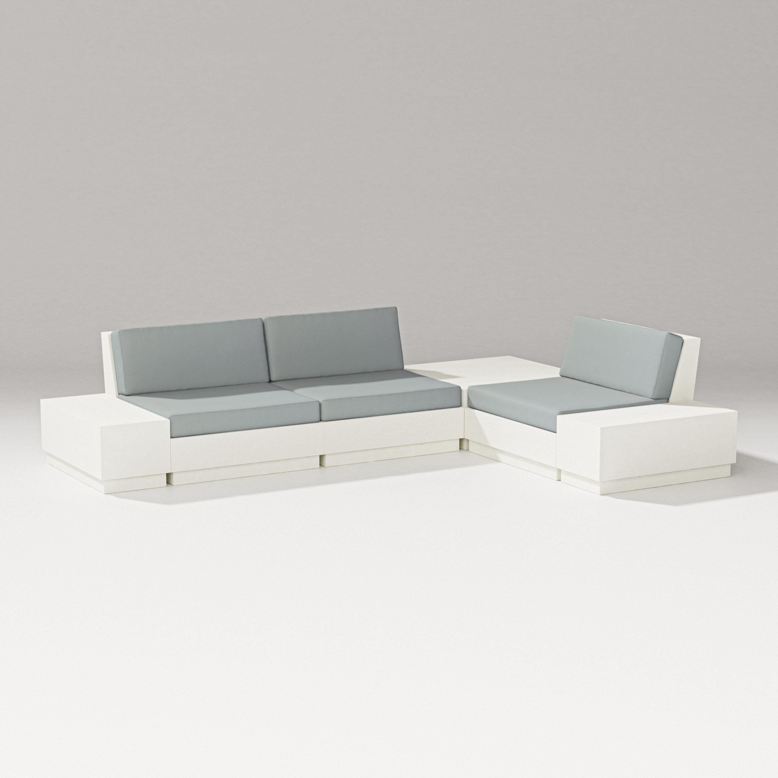 Elevate 6-Piece Corner Sectional in Vintage White / Spa