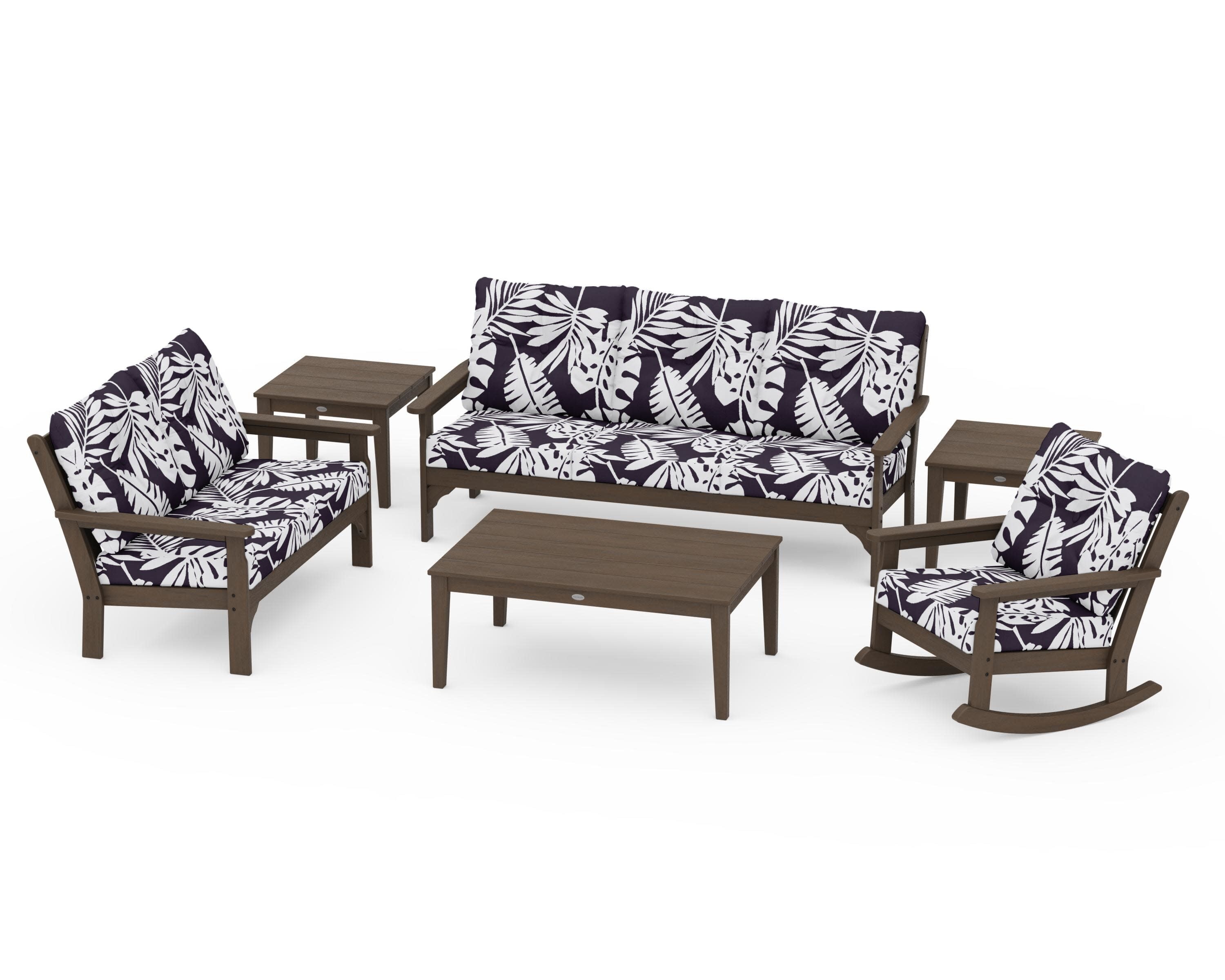 Vineyard 6-Piece Deep Seating Set in Kona / Leaf Navy