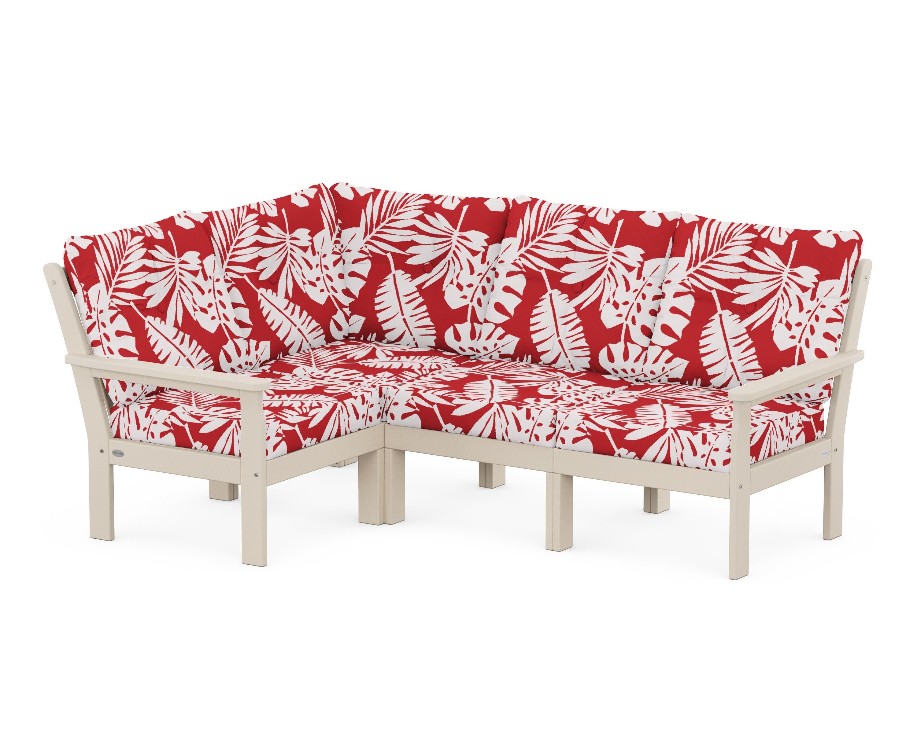 Vineyard 4-Piece Sectional in Sand / Leaf Crimson