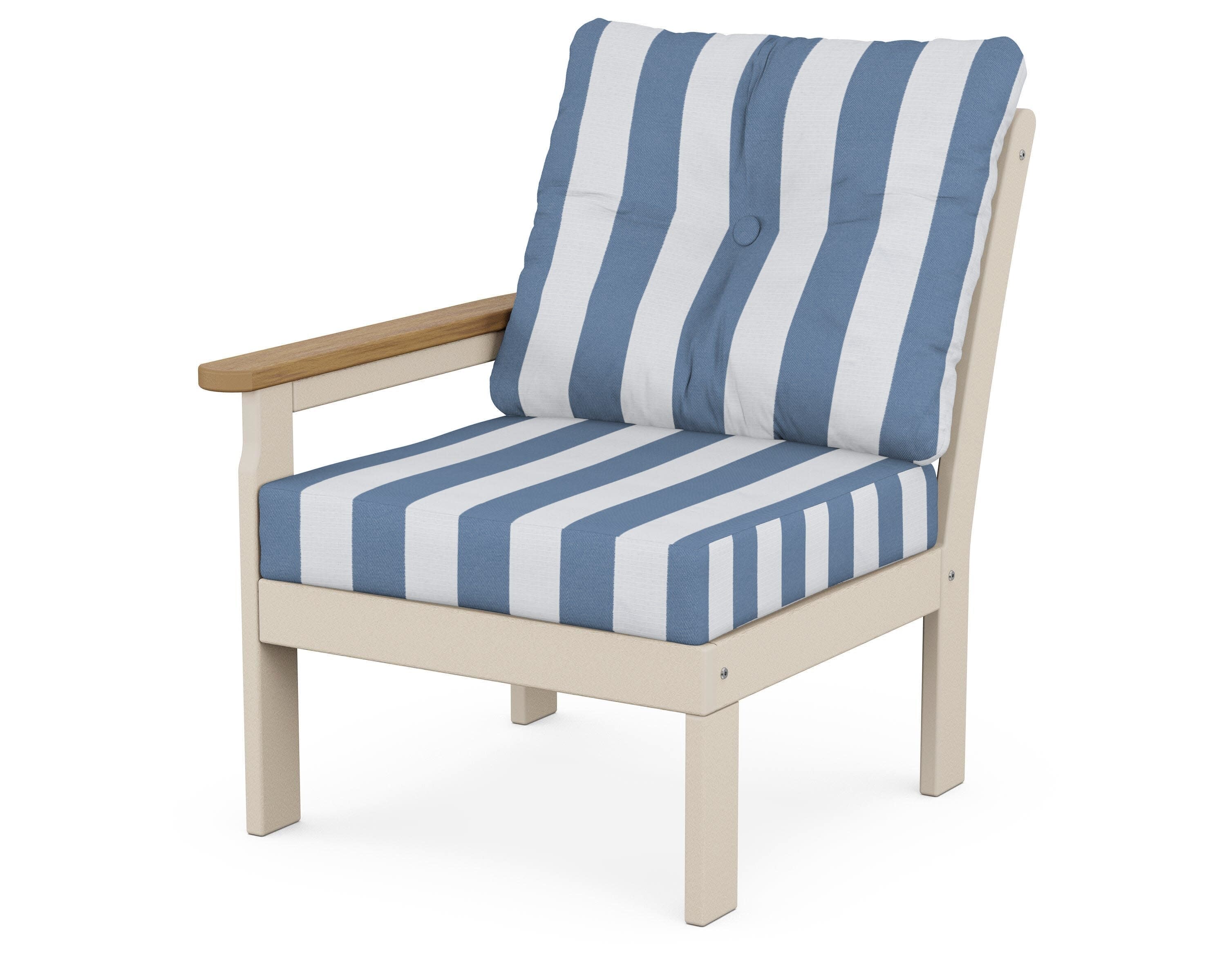 Vineyard Modular Left Arm Chair in Sand / Natural / Cabana Stripe Sky Blue