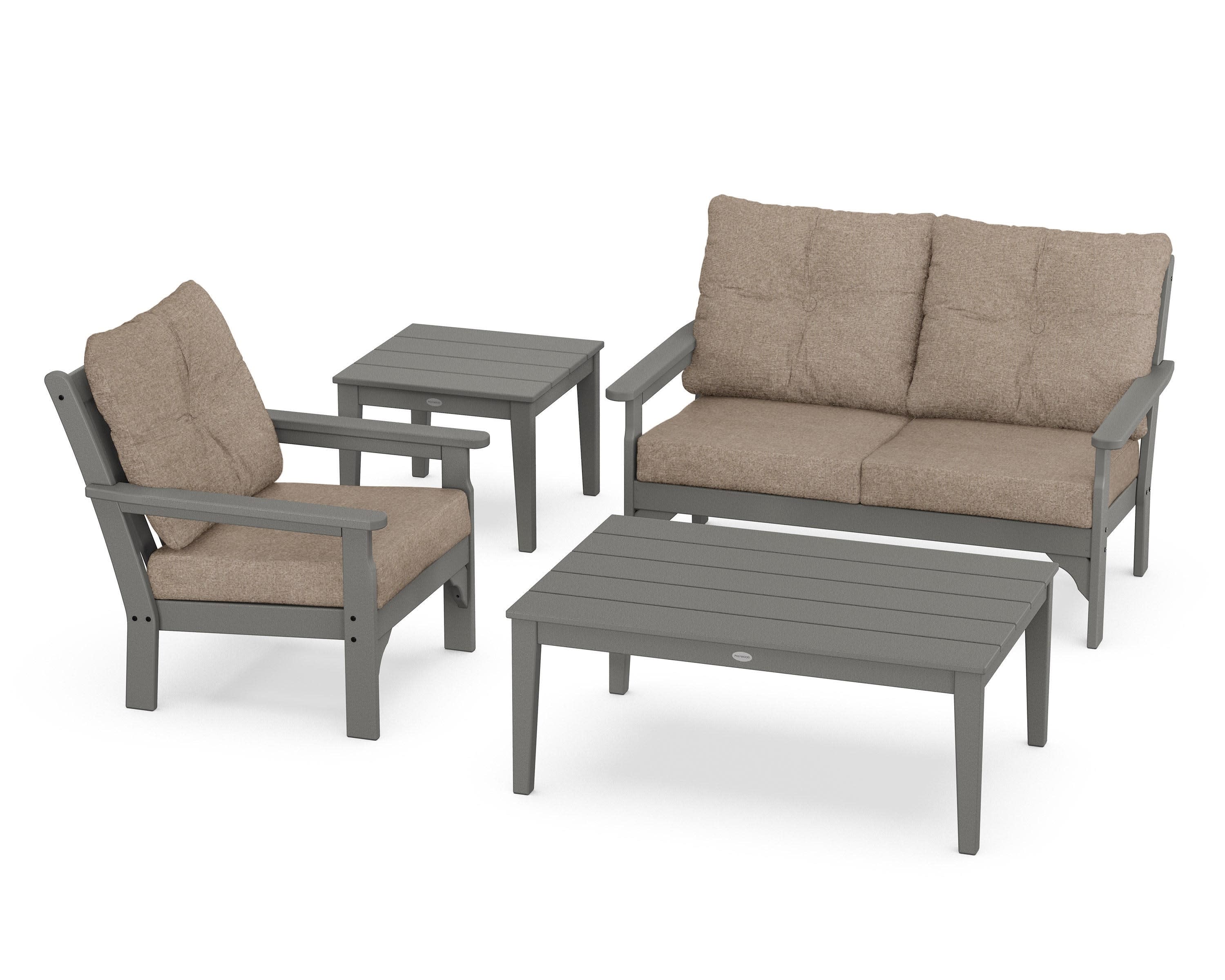 Vineyard 4-Piece Deep Seating Set in Slate Grey / Spiced Burlap