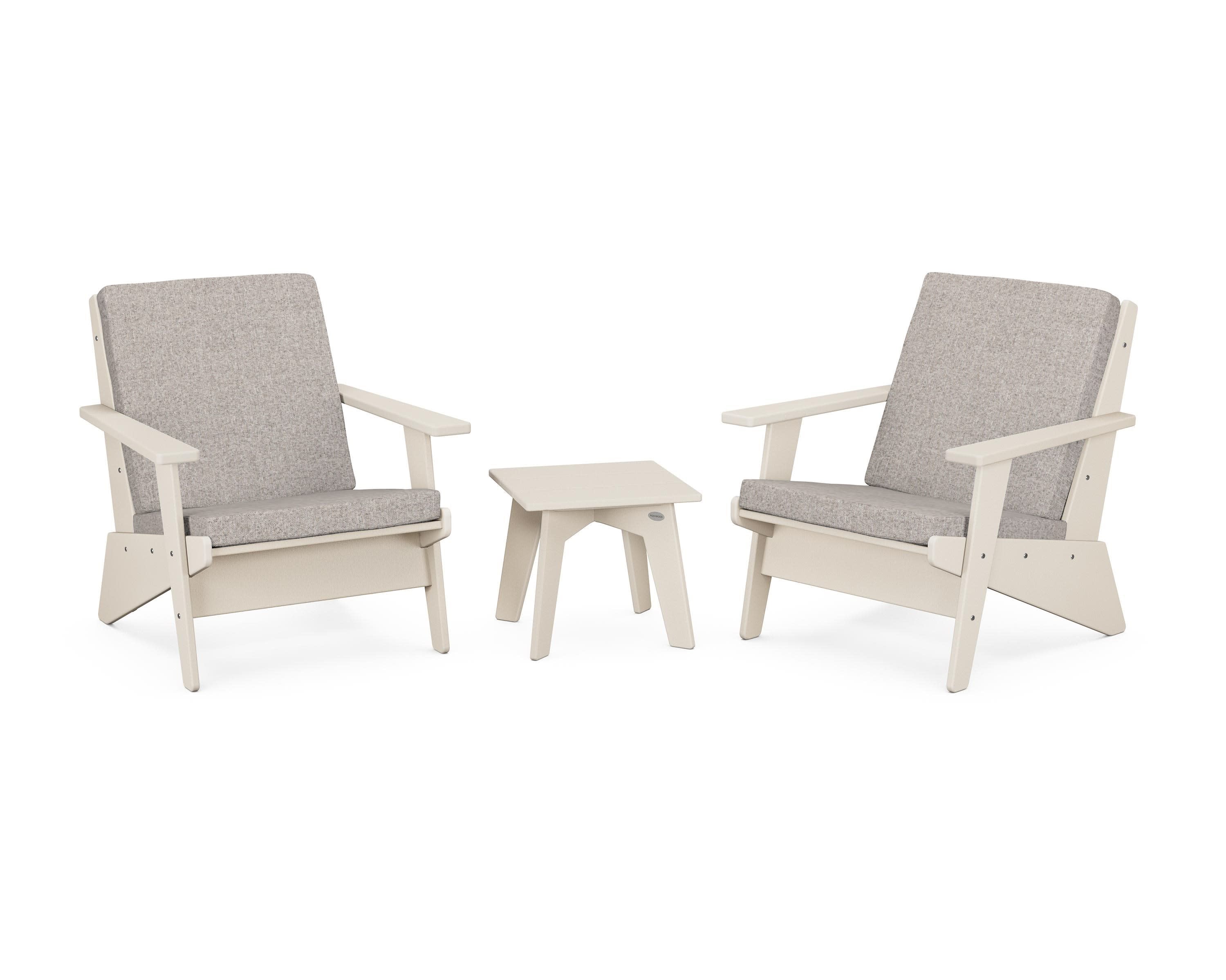 Riviera Modern Lounge 3-Piece Set in Sand / Weathered Tweed