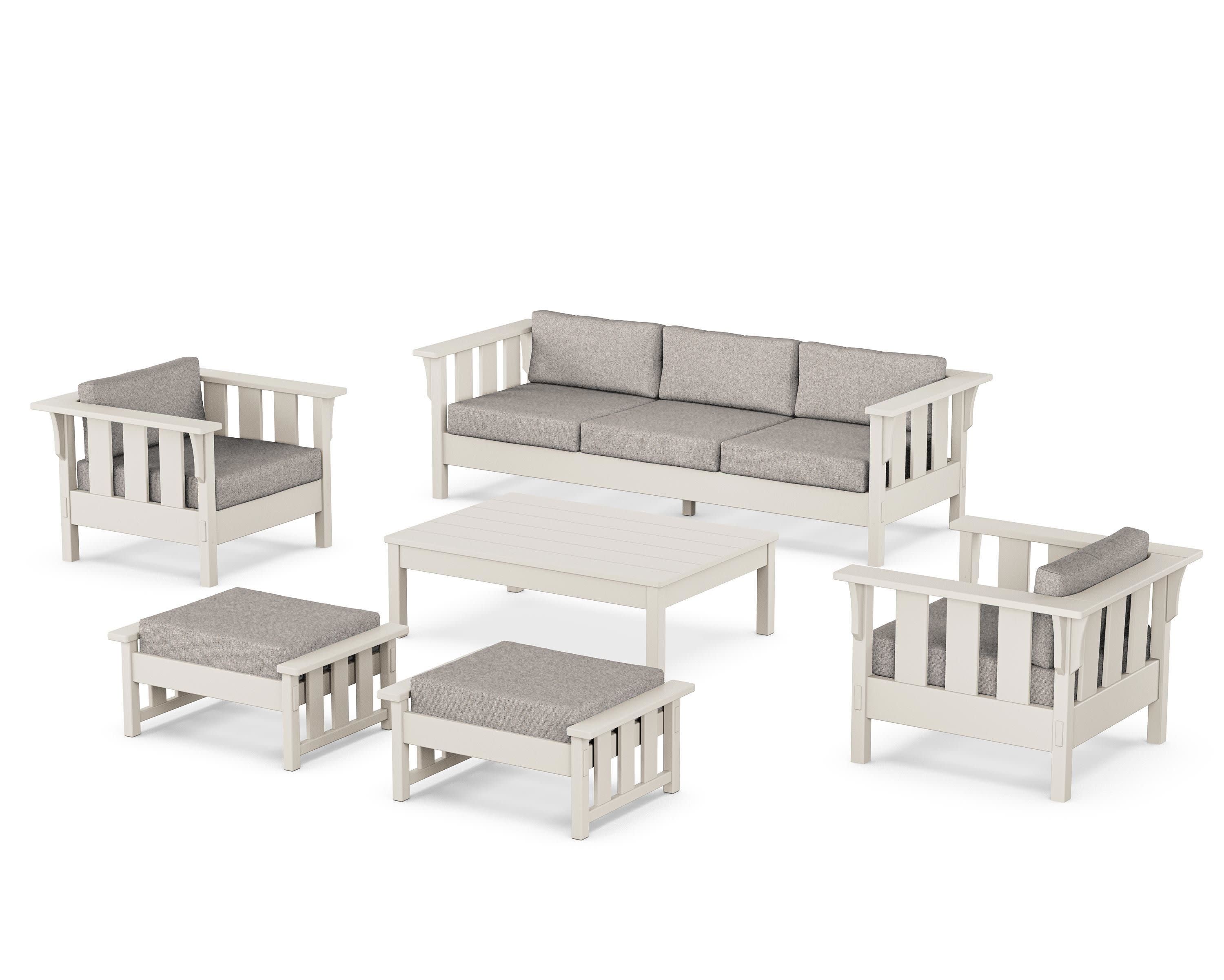 Acadia 6-Piece Lounge Sofa Set in Sand / Weathered Tweed