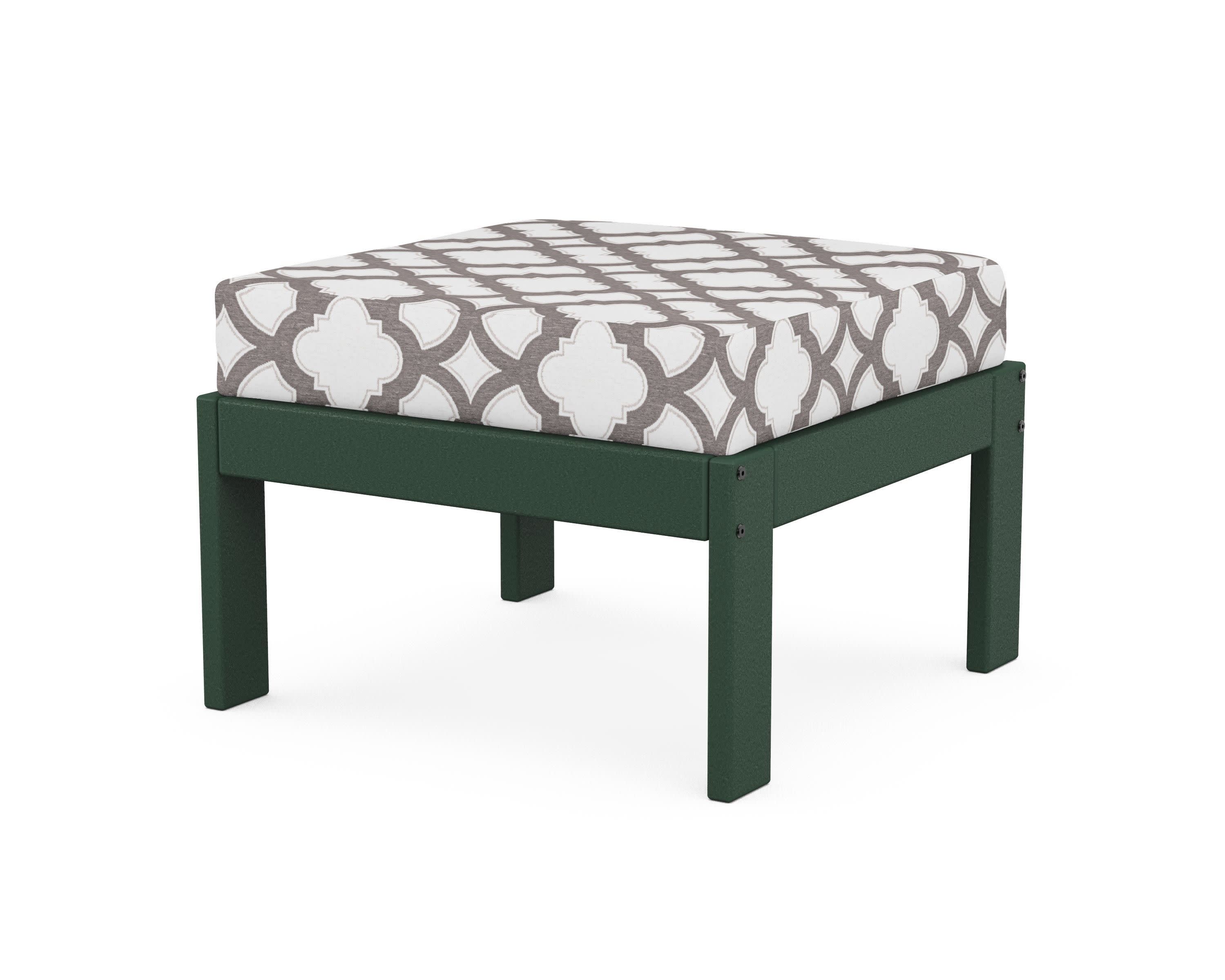 Vineyard Modular Ottoman in Green / Trellis Grey Mist