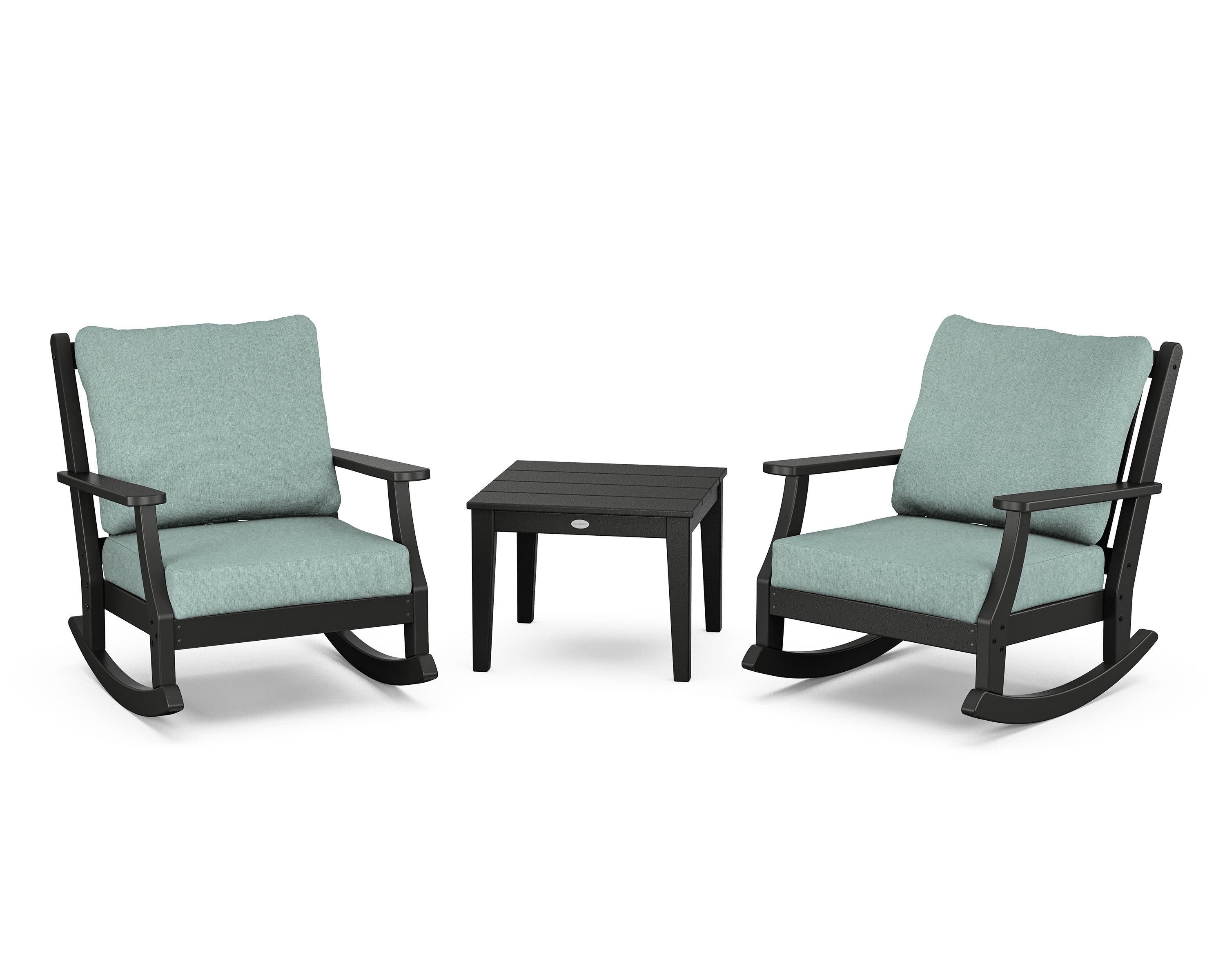 Wovendale 3-Piece Deep Seating Rocker Set in Black / Glacier Spa