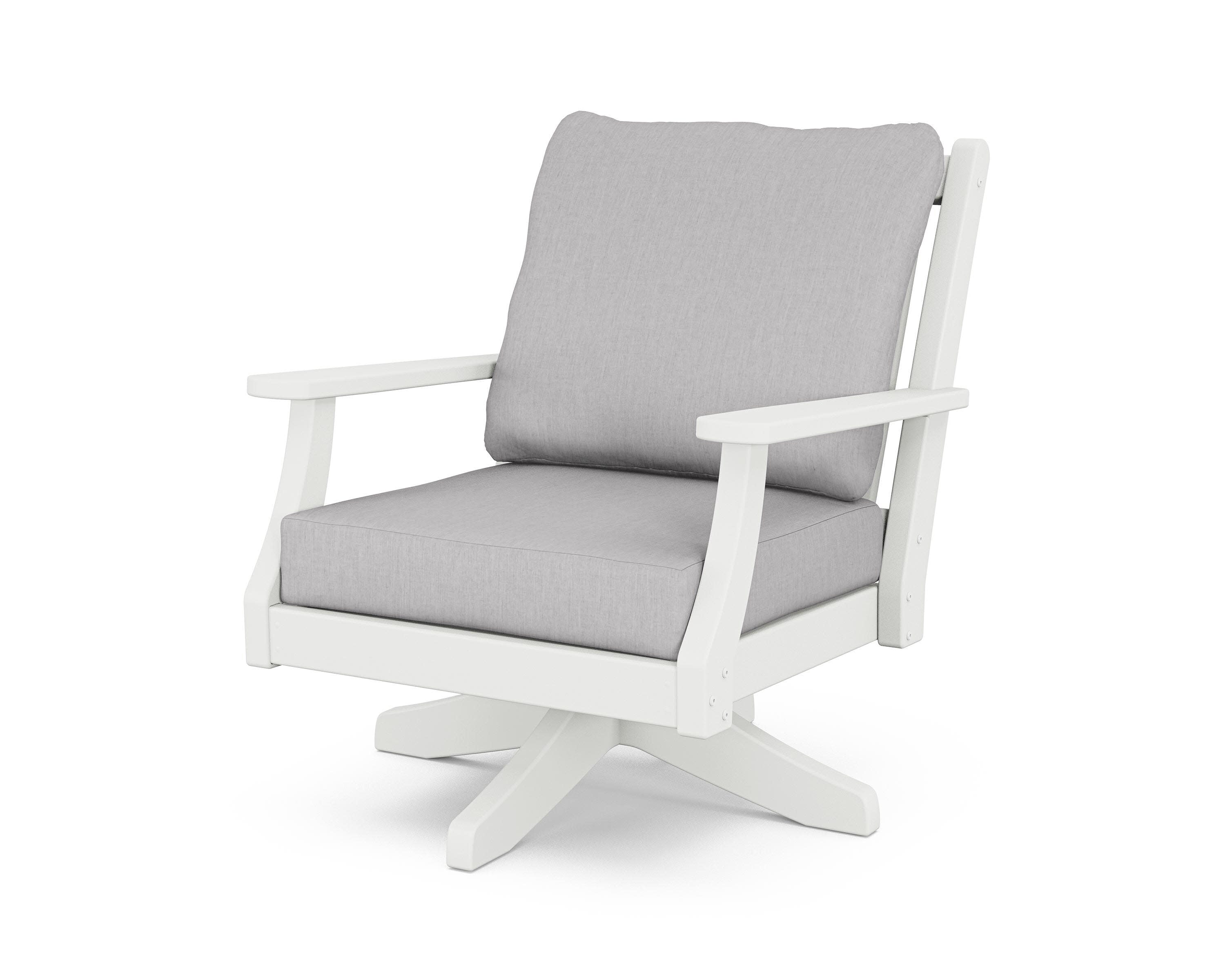 Wovendale Deep Seating Swivel Chair in White / Granite