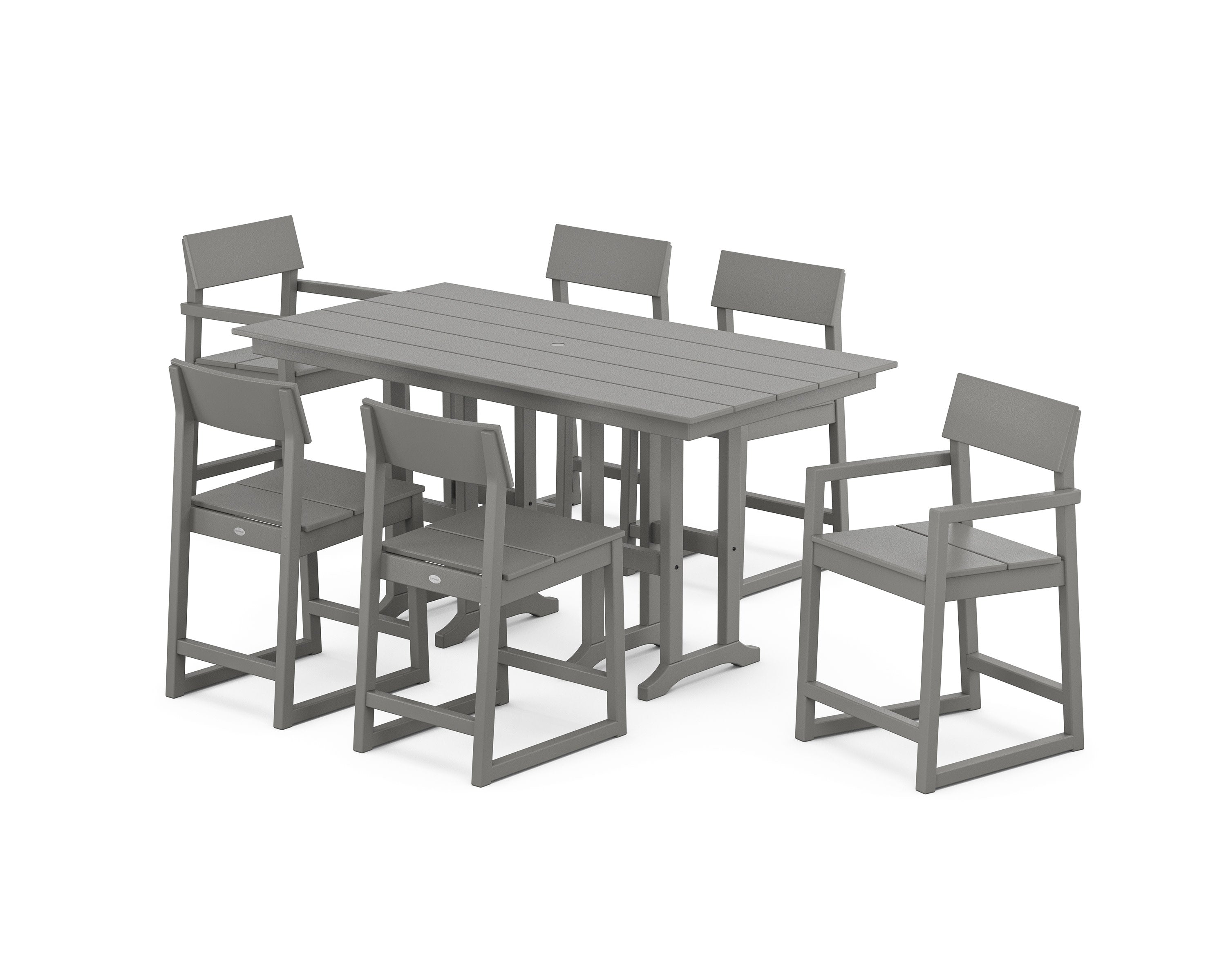 EDGE 7-Piece Farmhouse Counter Set in Slate Grey