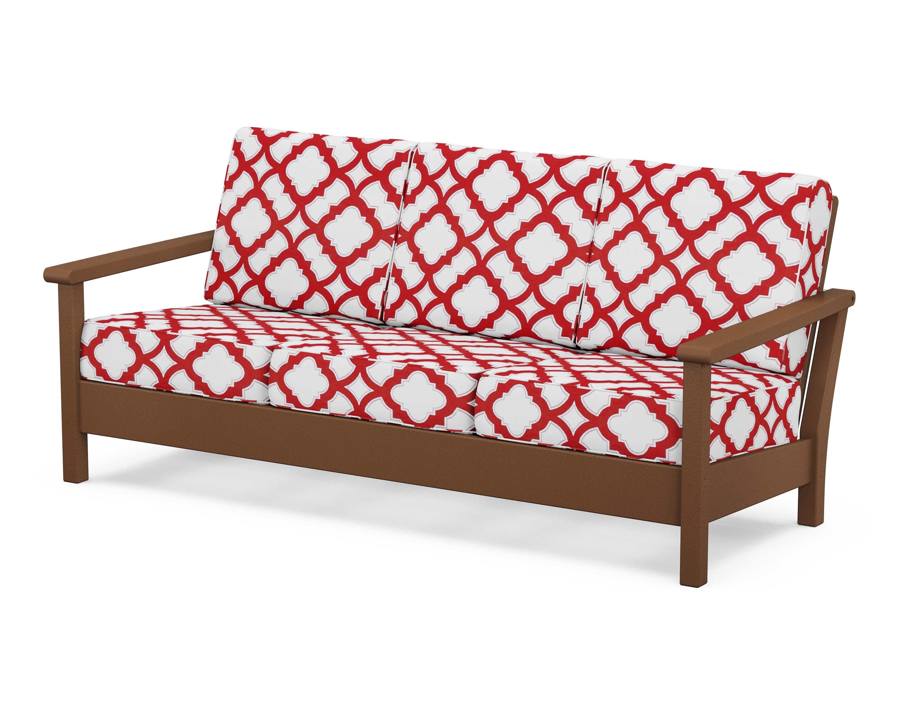 Harbour Deep Seating Sofa in Teak / Trellis Crimson