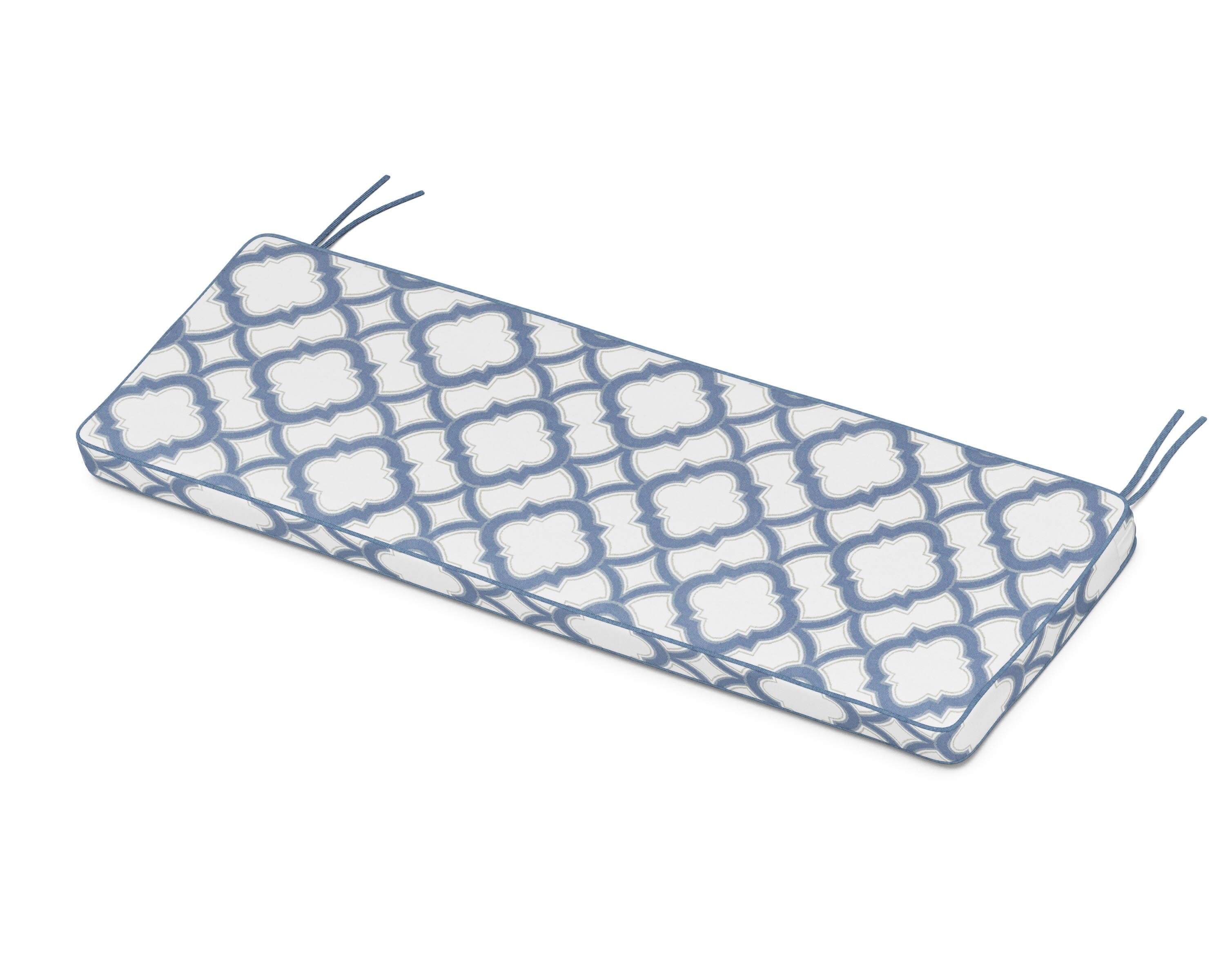 Chinoiserie Bench Seat Cushion in Trellis Sky Blue