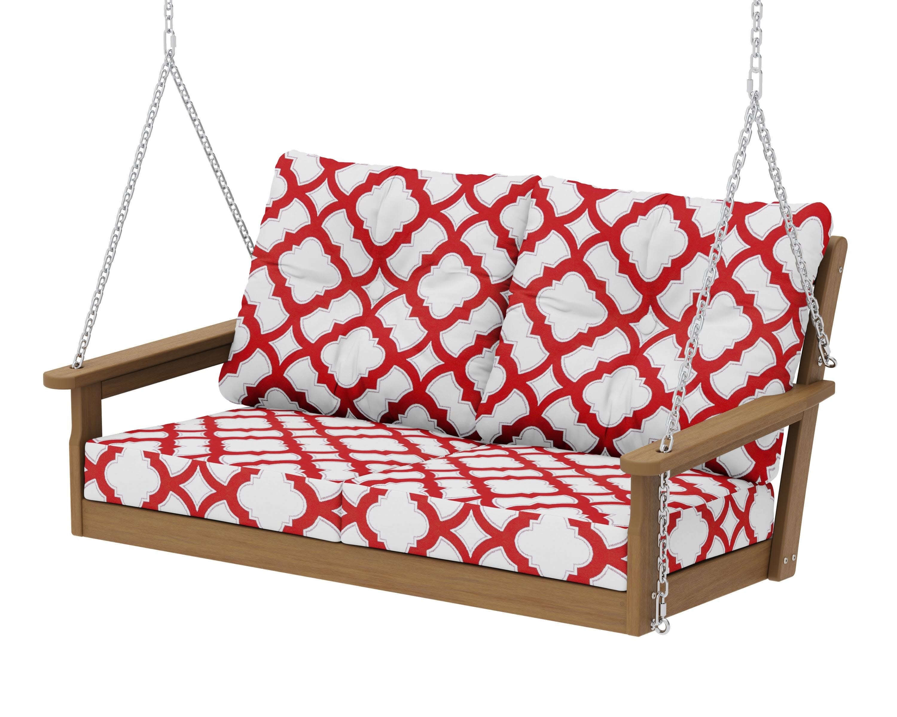 Vineyard Deep Seating Swing in Natural / Trellis Crimson