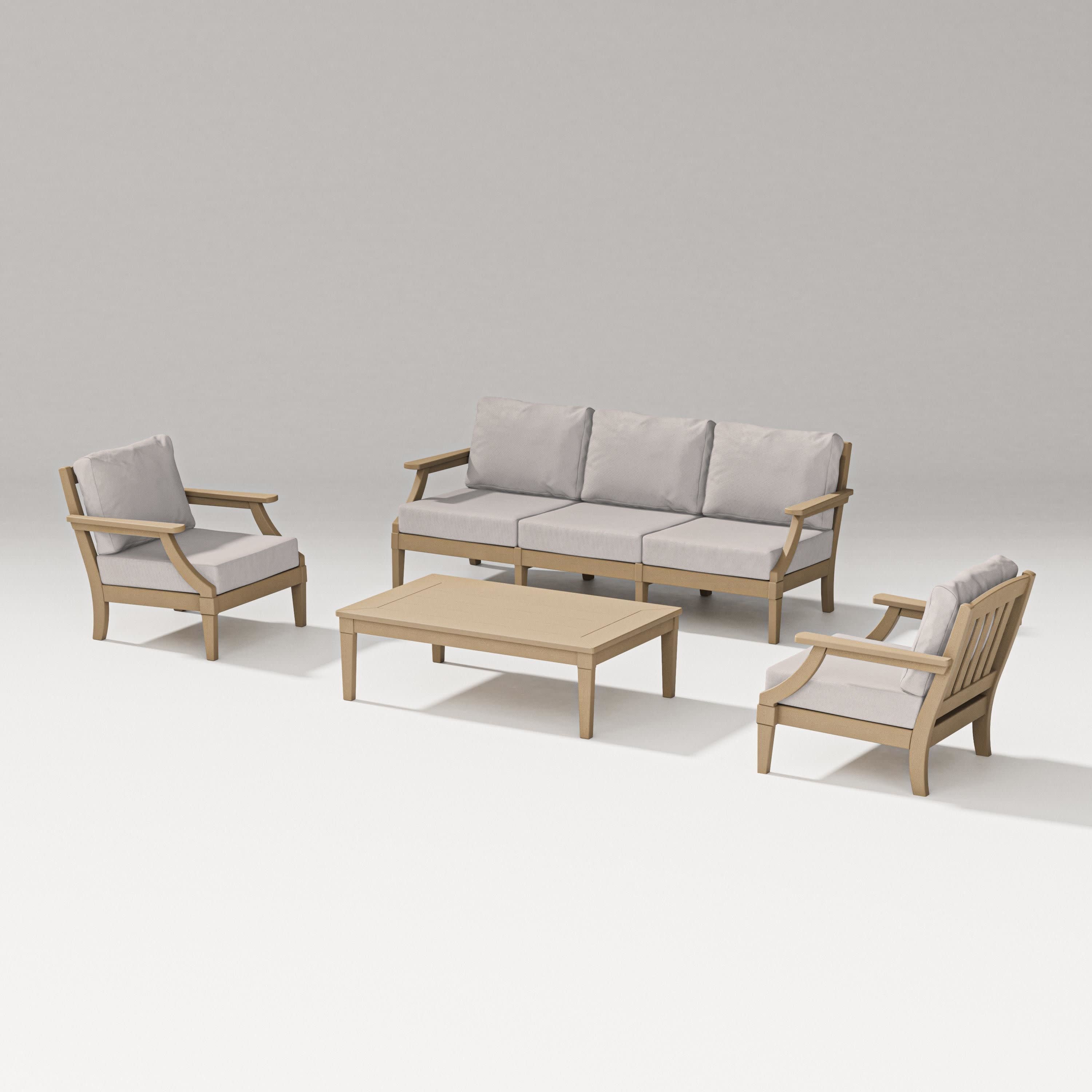 Estate 4-Piece Lounge Sofa Set in Vintage Sahara / Dune Burlap