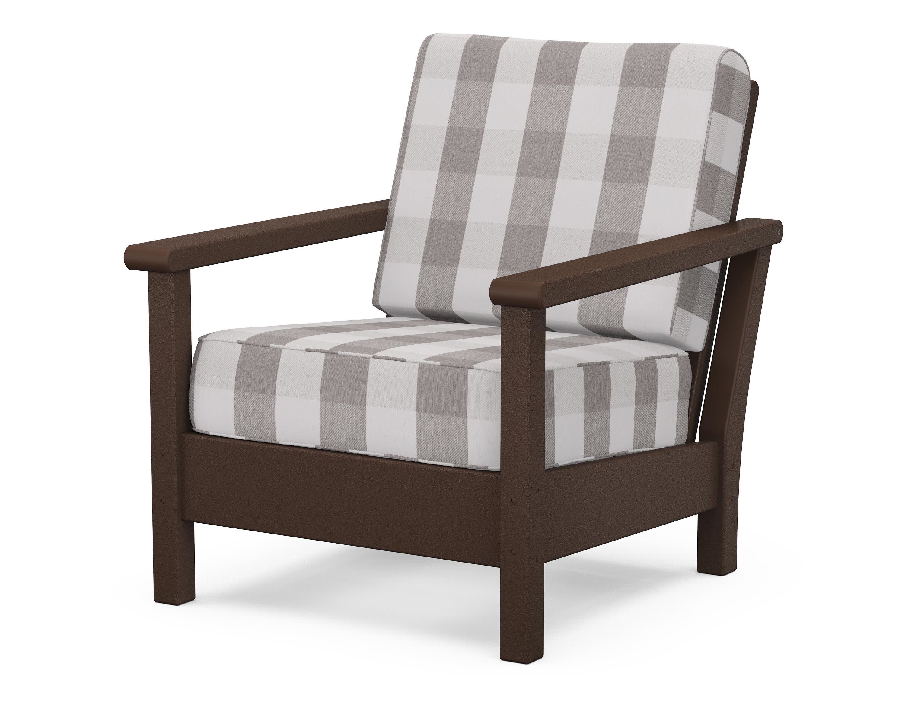 Harbour Deep Seating Chair in Mahogany / Buffalo Plaid Grey Mist
