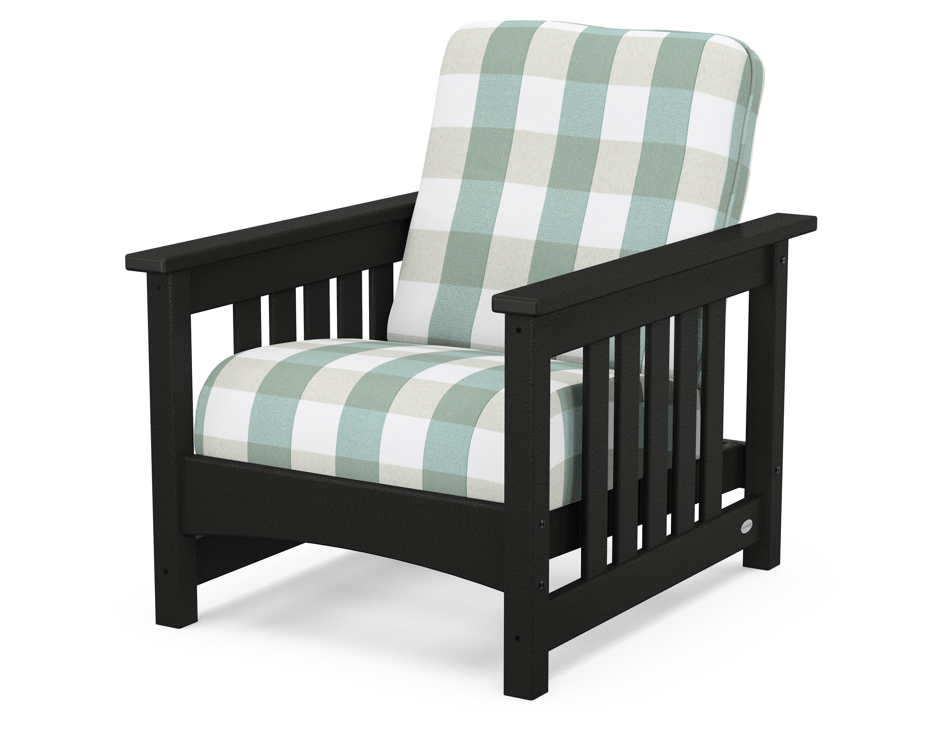 Club Mission Chair in Black / Buffalo Plaid Glacier Spa