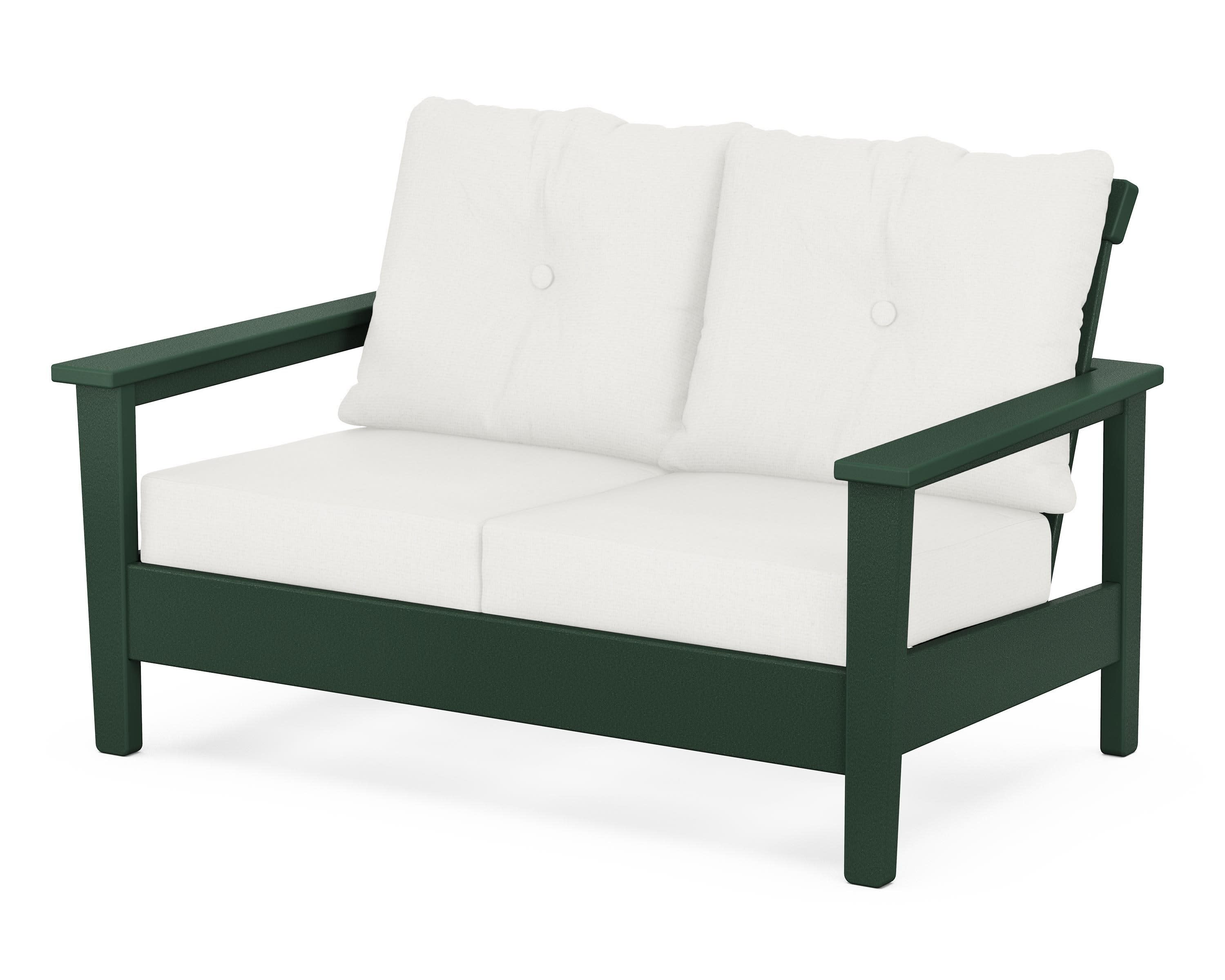 Prescott Deep Seating Loveseat in Green / Natural Linen