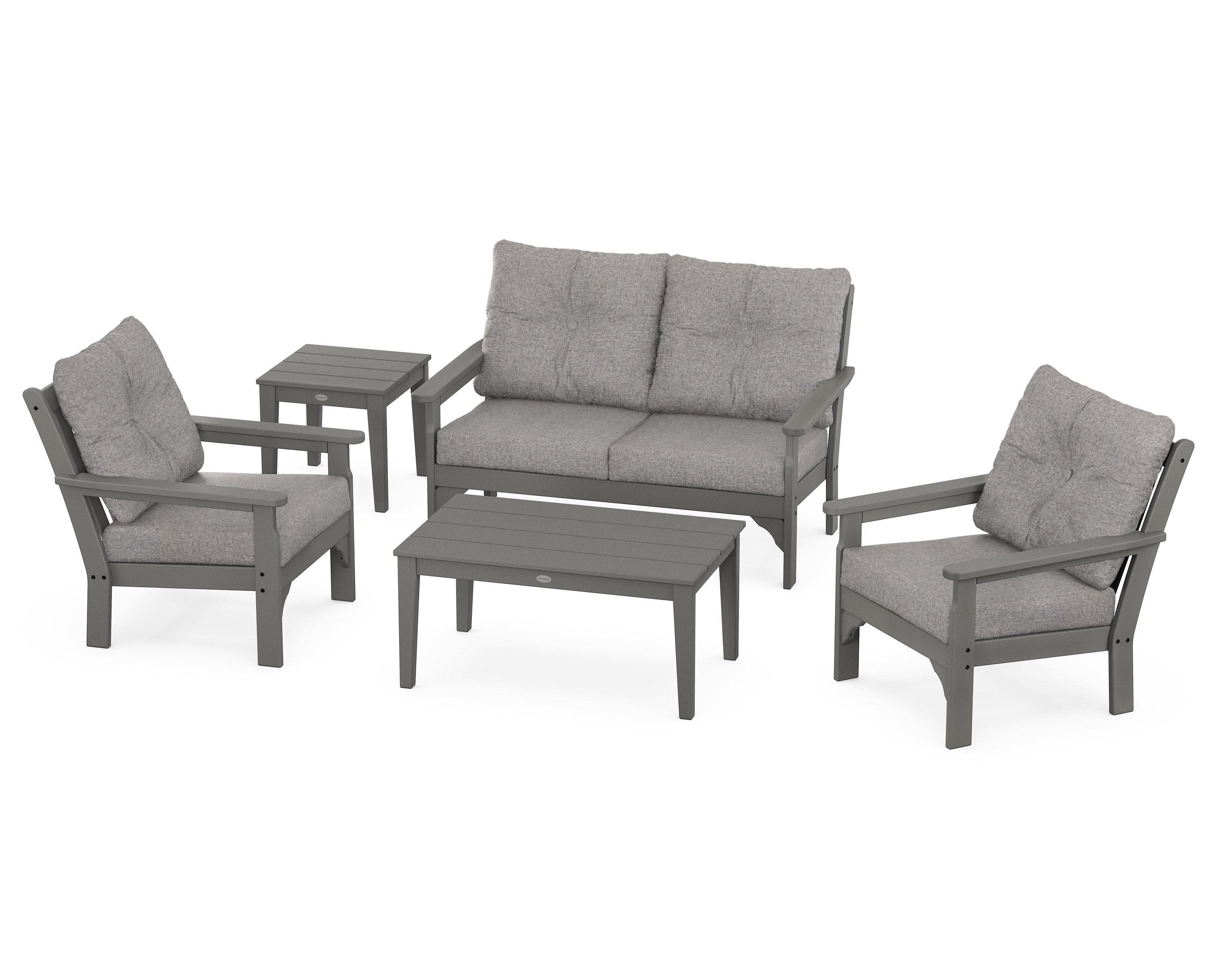 Vineyard 5-Piece Deep Seating Set in Slate Grey / Grey Mist