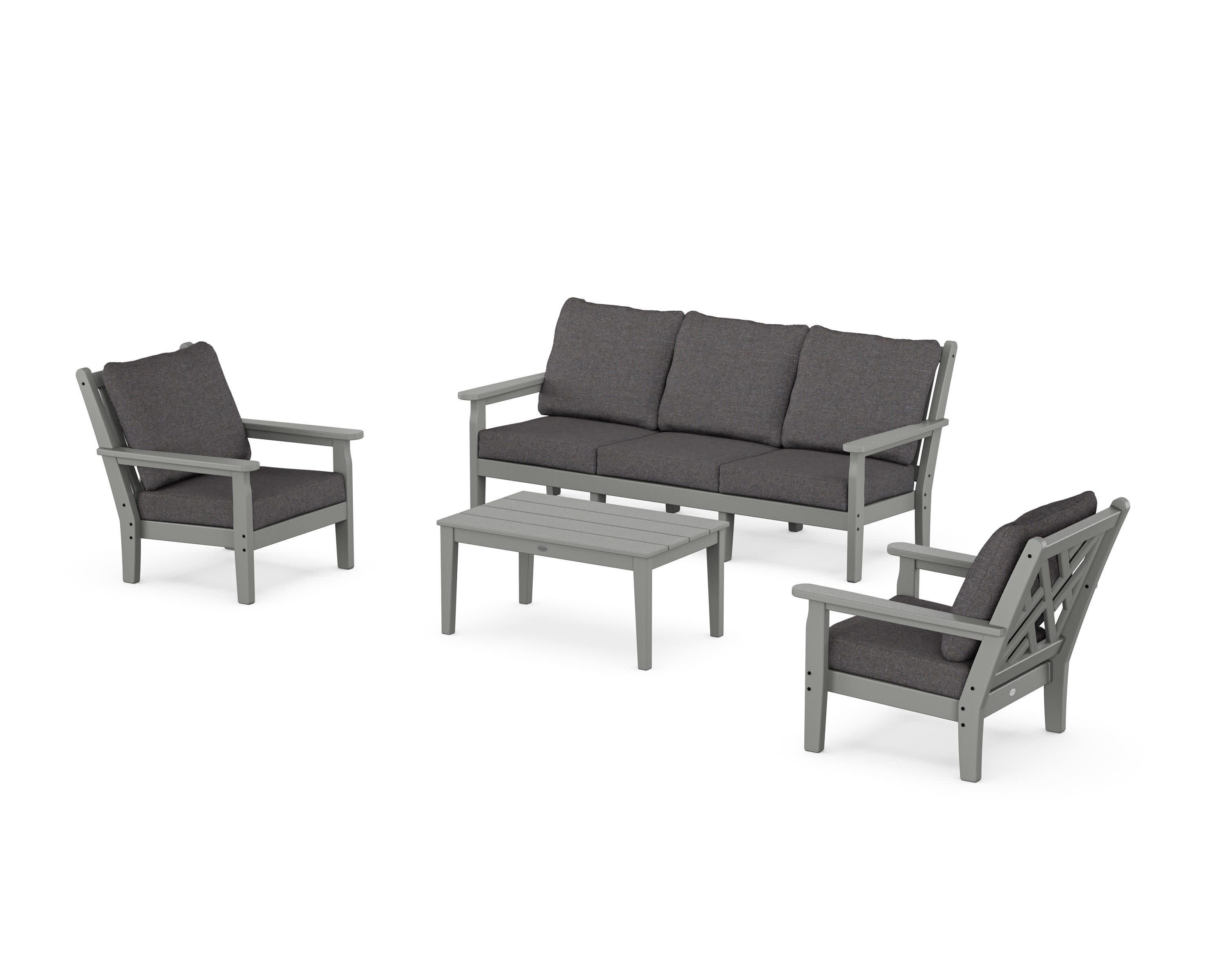Chippendale 4-Piece Deep Seating Set with Sofa in Slate Grey / Ash Charcoal