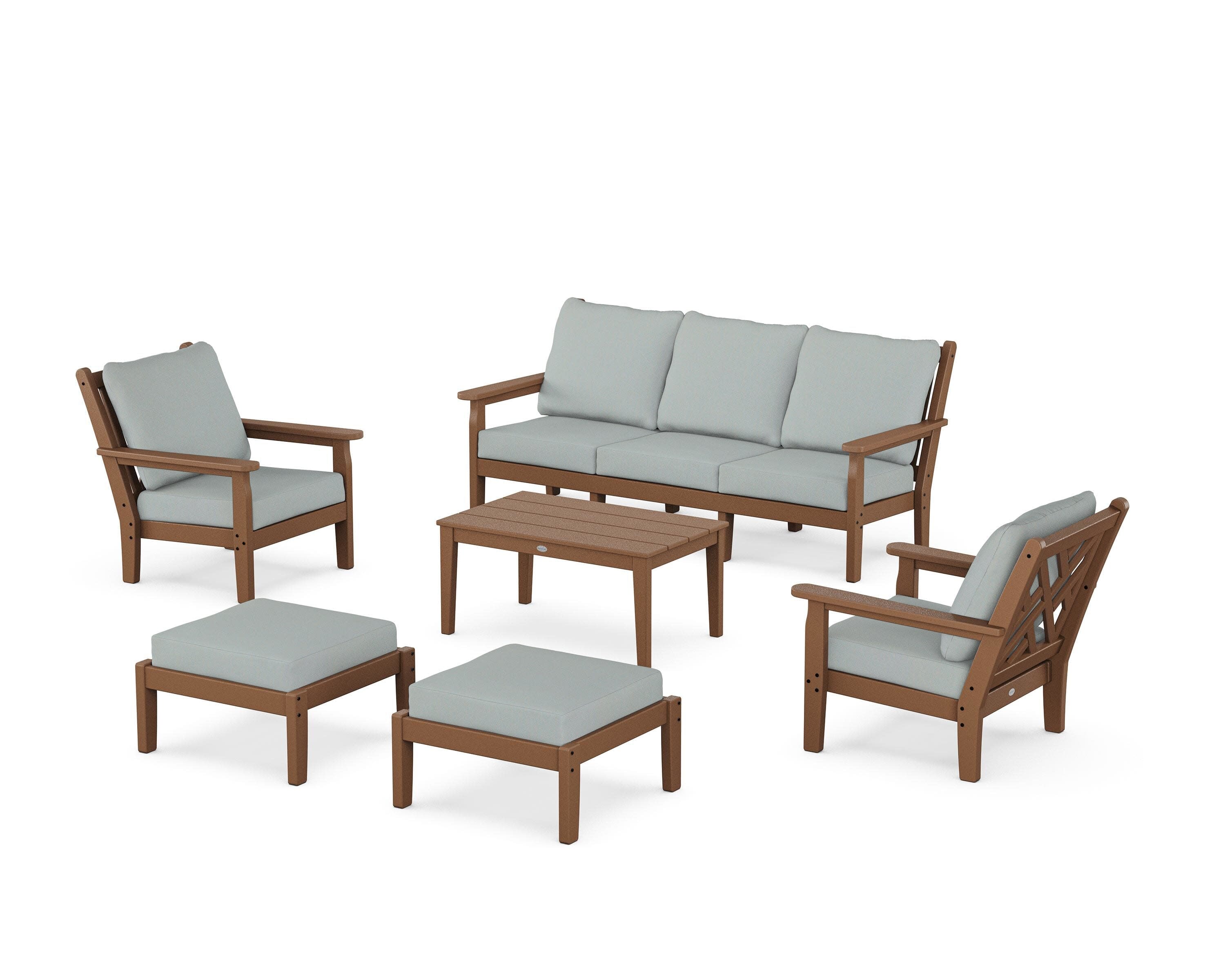 Chippendale 6-Piece Lounge Sofa Set in Teak / Spa